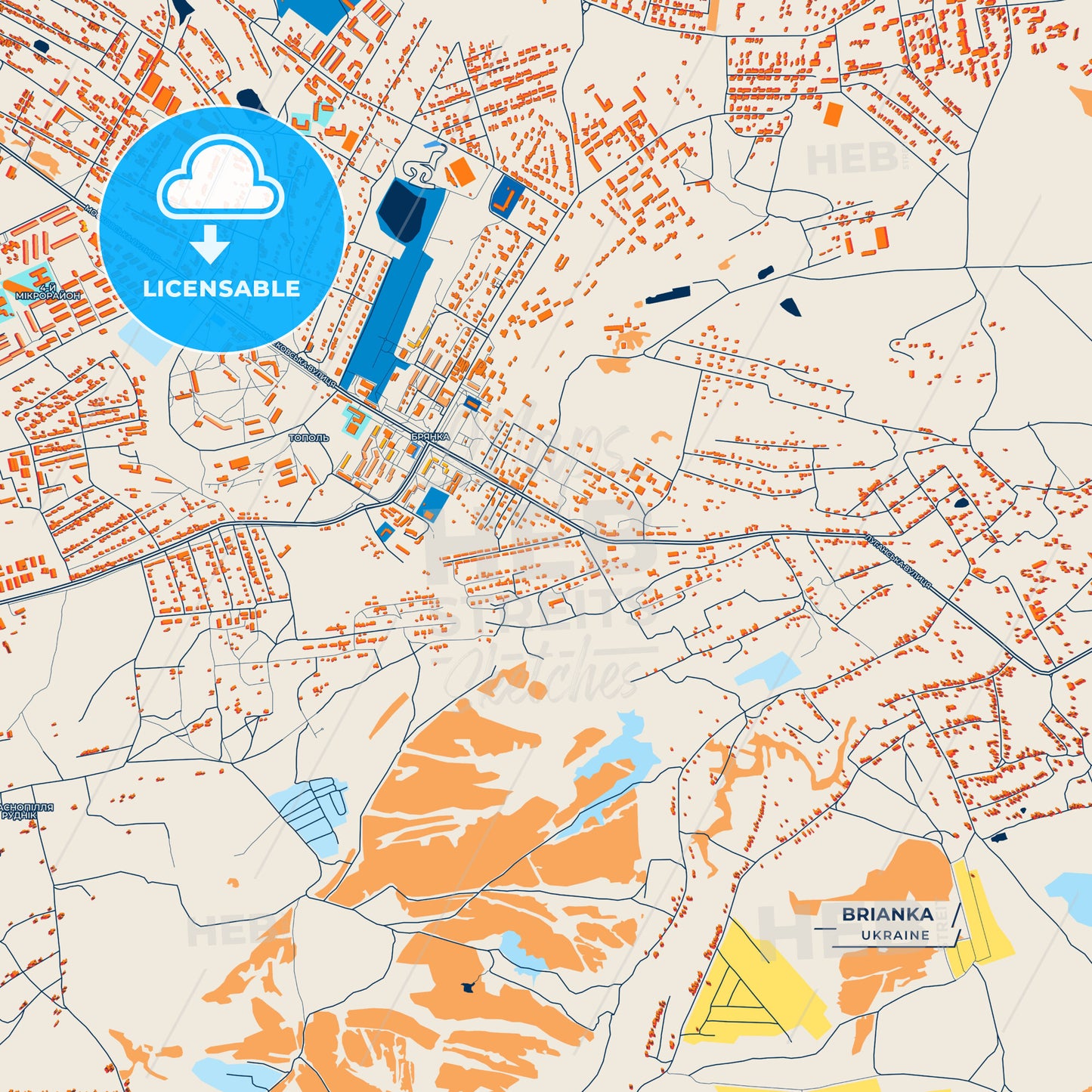 Canvas Print Template of Brianka Street Map