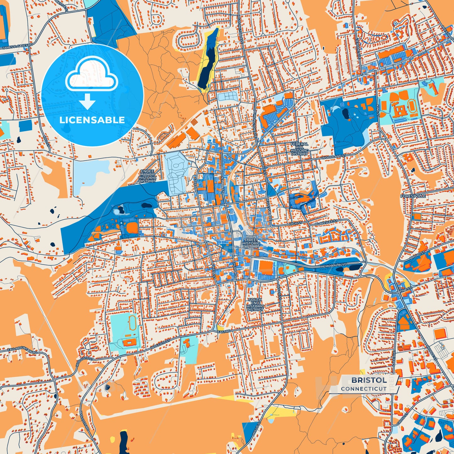 Canvas Print Template of Bristol Street Map