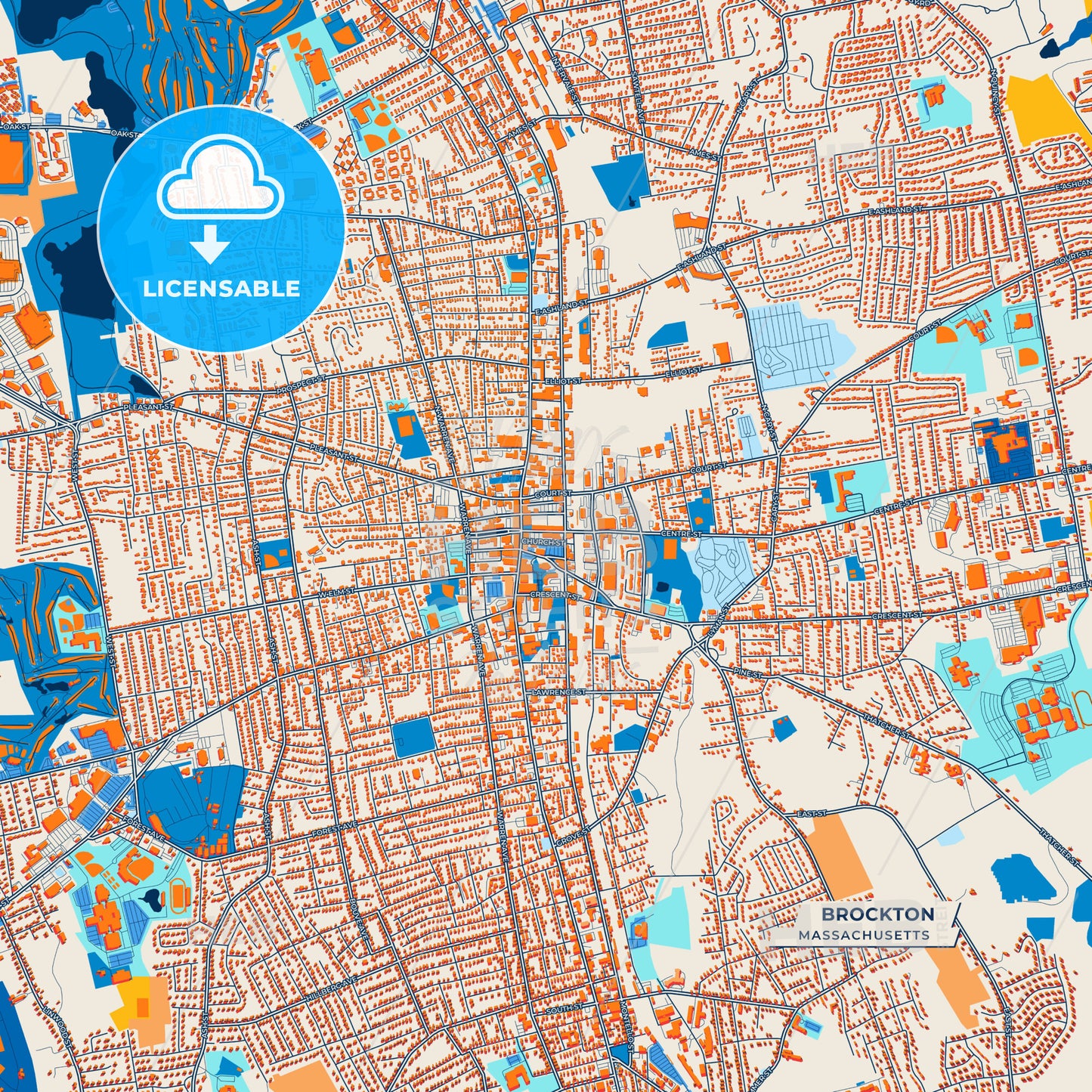 Canvas Print Template of Brockton Street Map