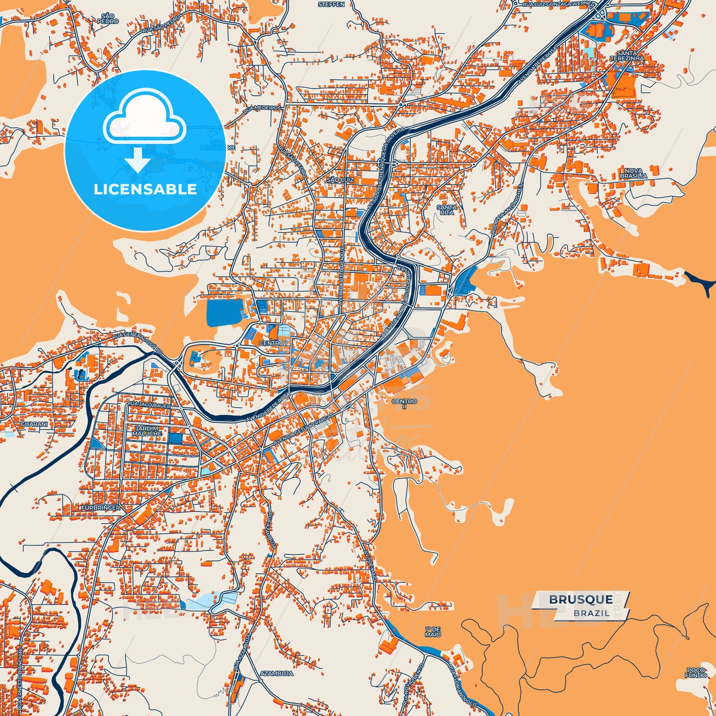 Canvas Print Template of Brusque Street Map