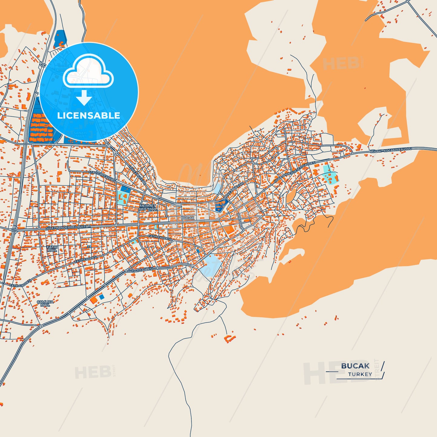 Canvas Print Template of Bucak Street Map