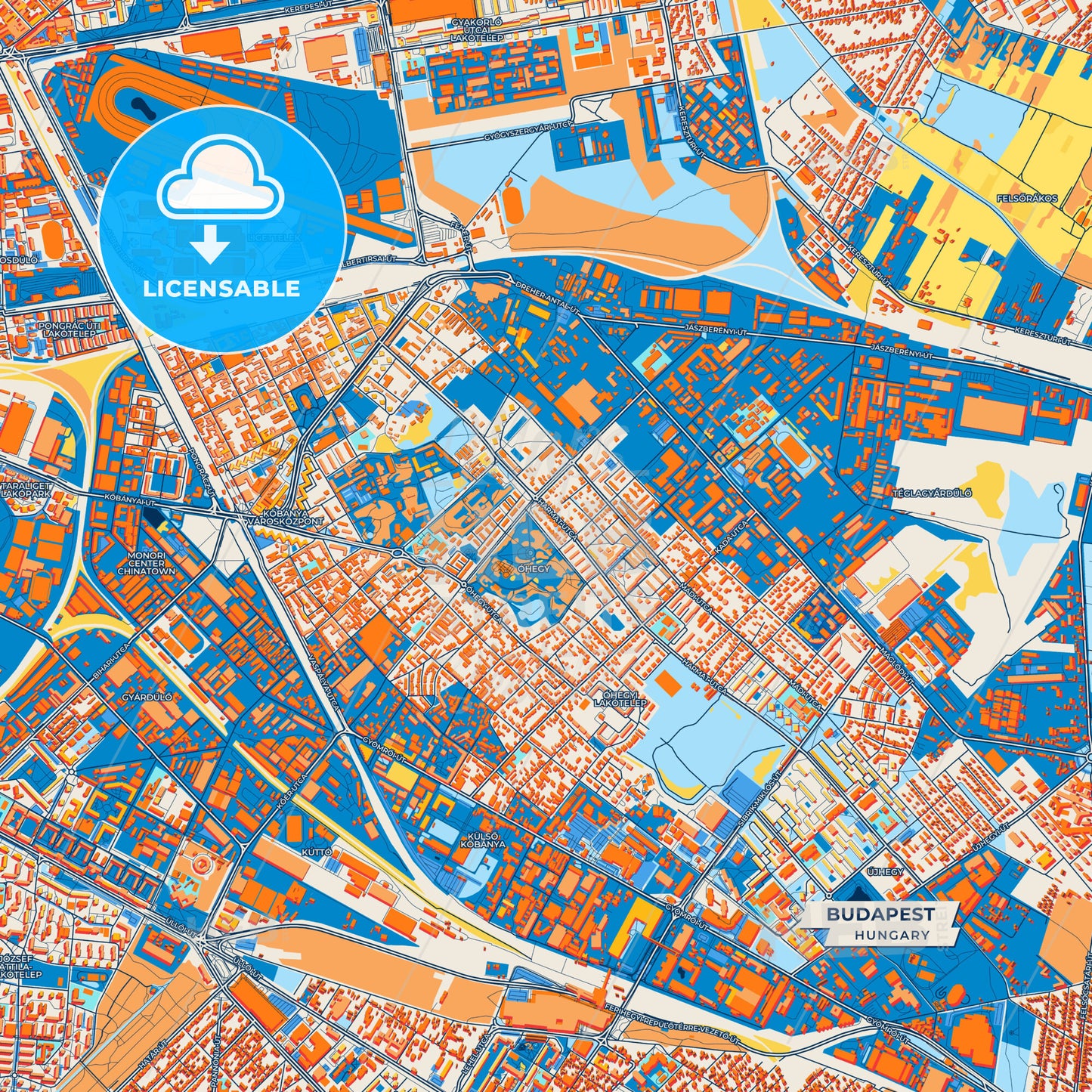 Canvas Print Template of Budapest Street Map