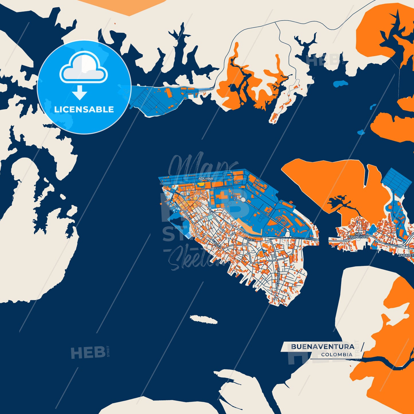 Canvas Print Template of Buenaventura Street Map