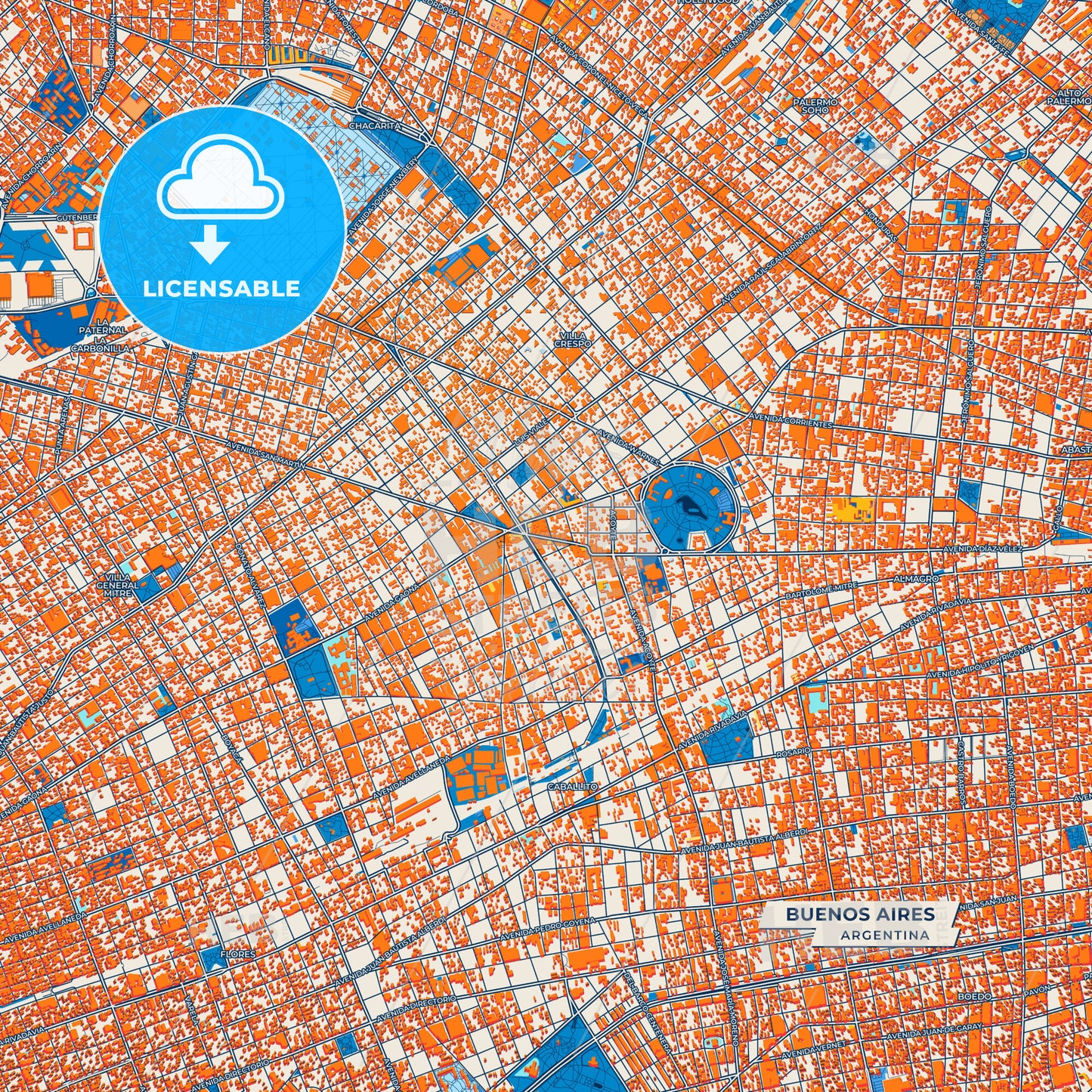 Canvas Print Template of Buenos Aires Street Map