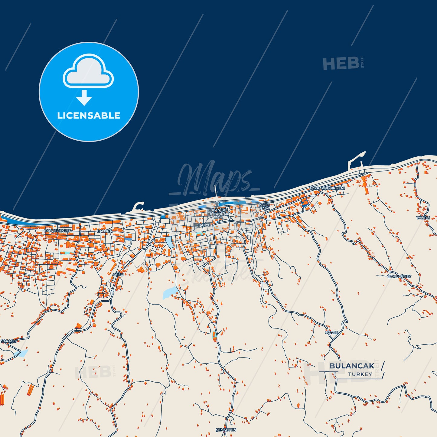Canvas Print Template of Bulancak Street Map