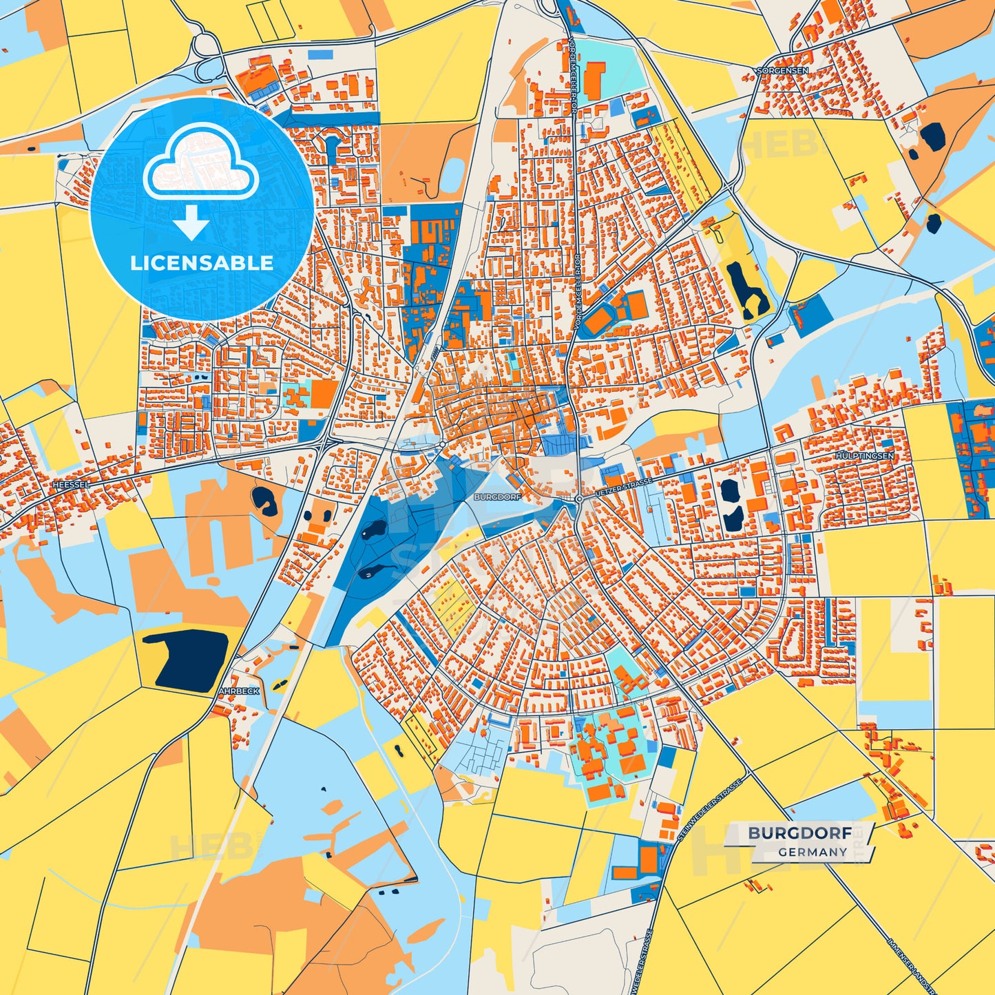 Canvas Print Template of Burgdorf Street Map