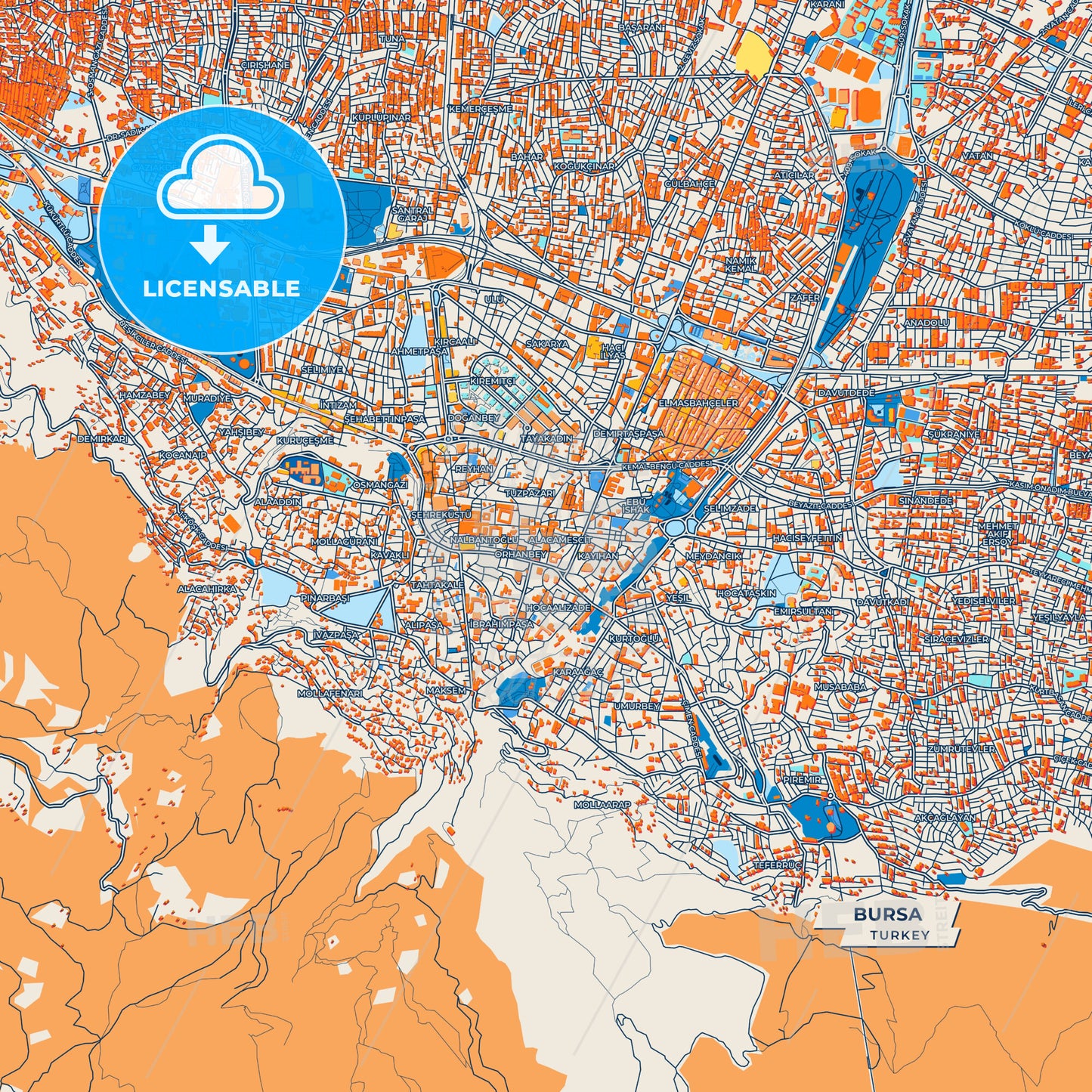 Canvas Print Template of Bursa Street Map