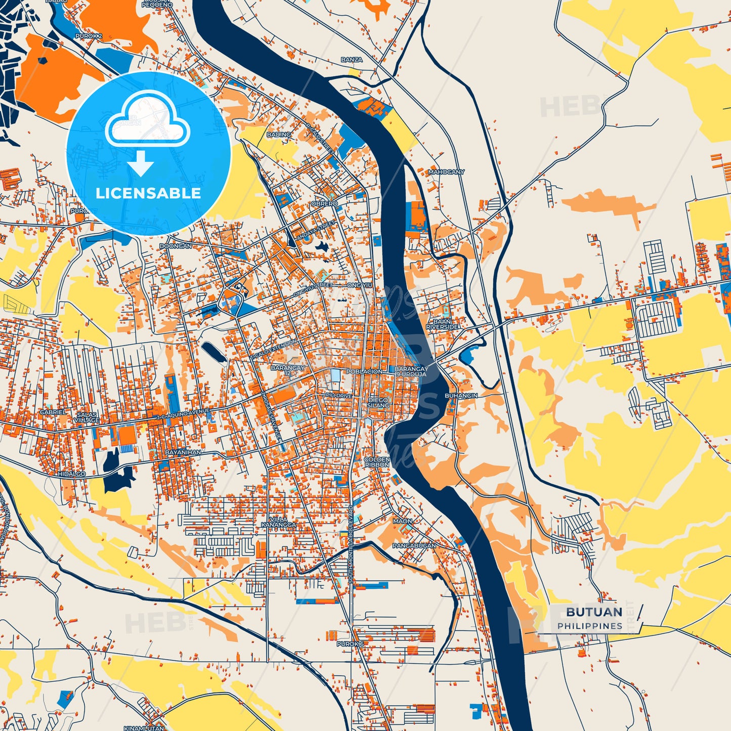 Canvas Print Template of Butuan Street Map