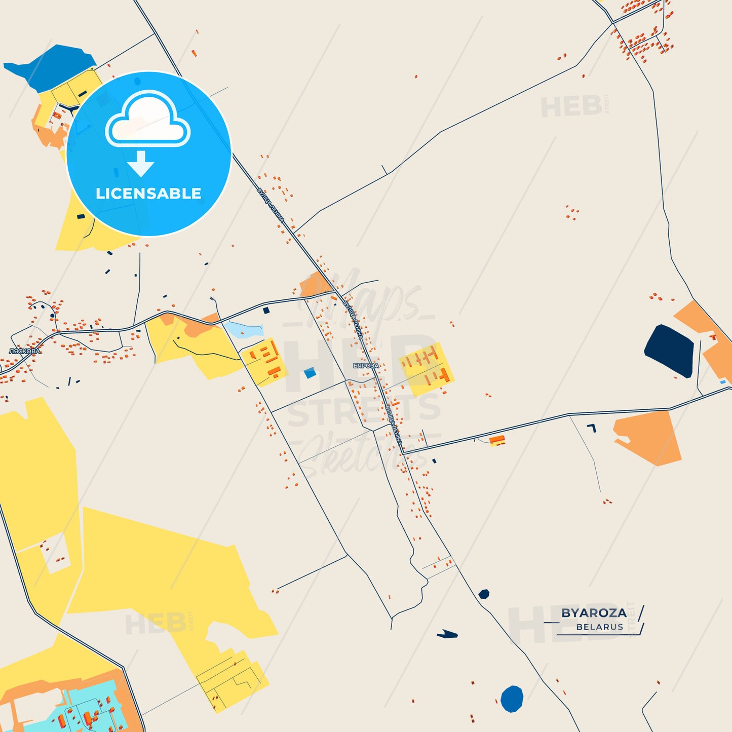 Canvas Print Template of Byaroza Street Map