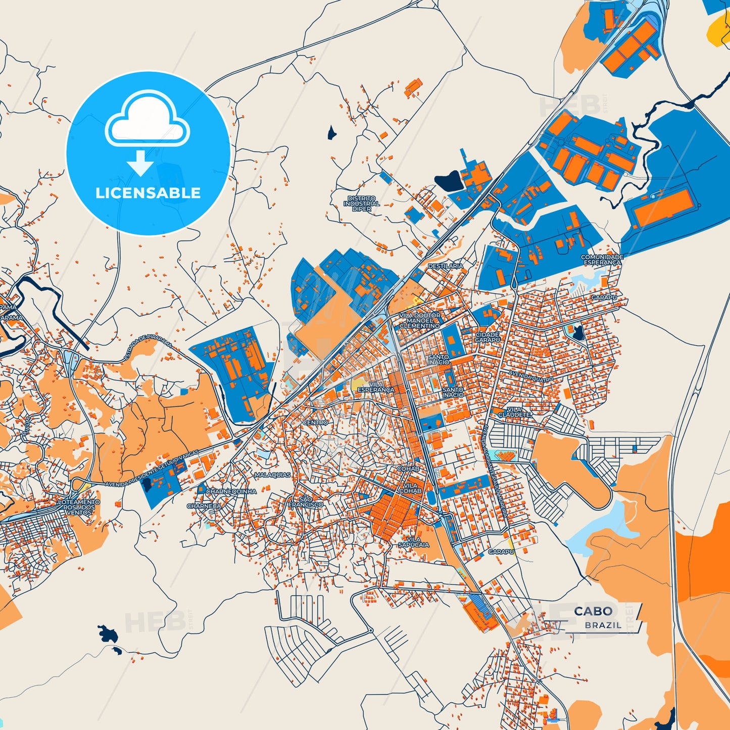 Canvas Print Template of Cabo Street Map