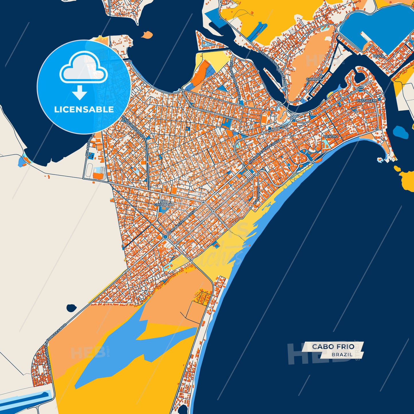 Canvas Print Template of Cabo Frio Street Map