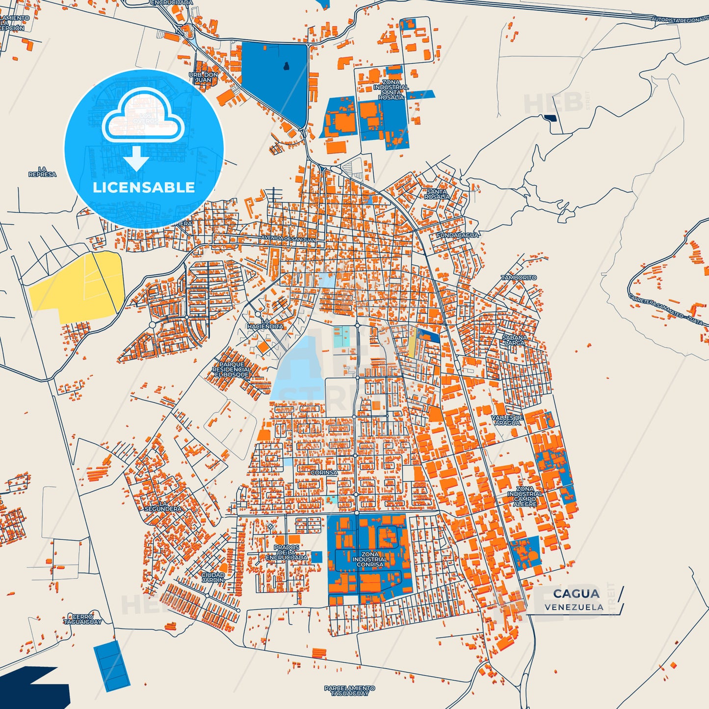 Canvas Print Template of Cagua Street Map