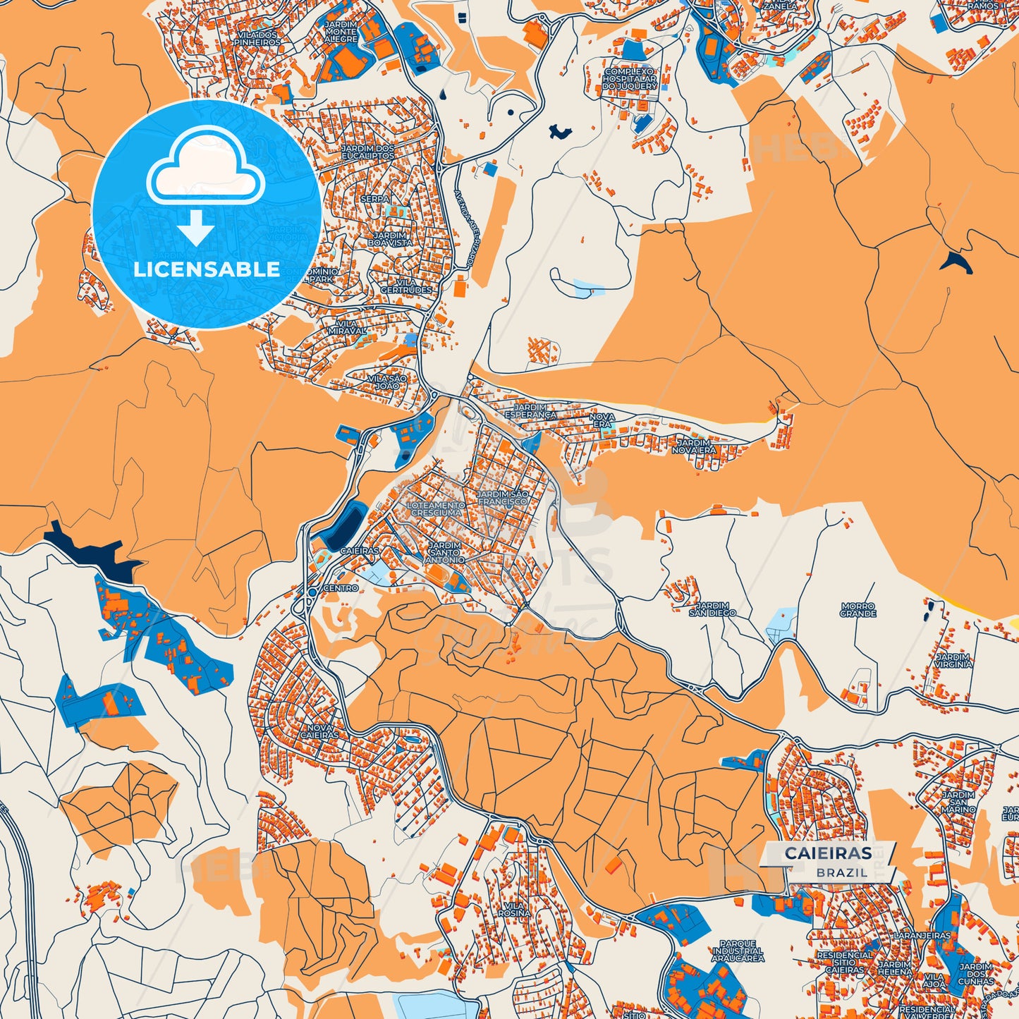 Canvas Print Template of Caieiras Street Map