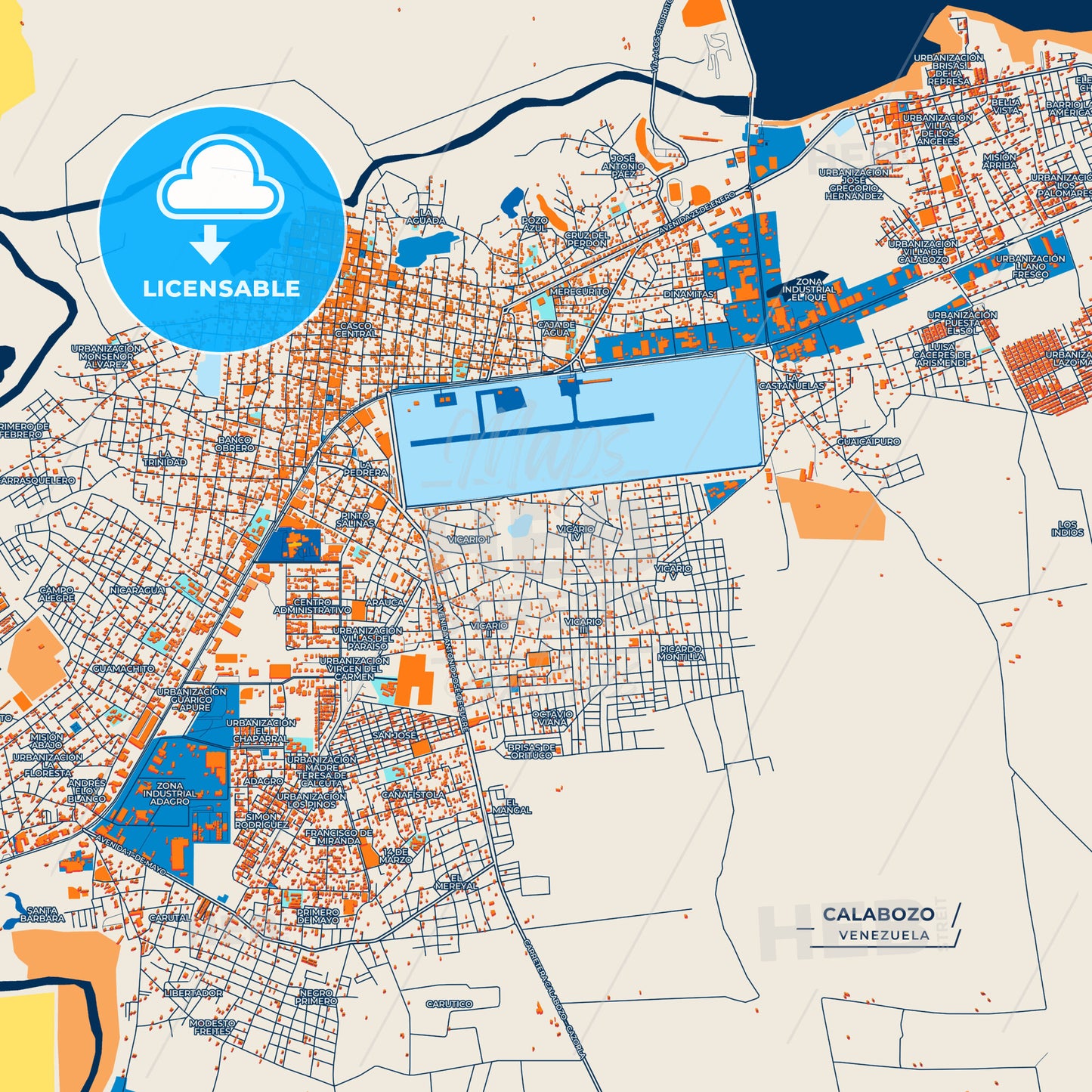 Canvas Print Template of Calabozo Street Map