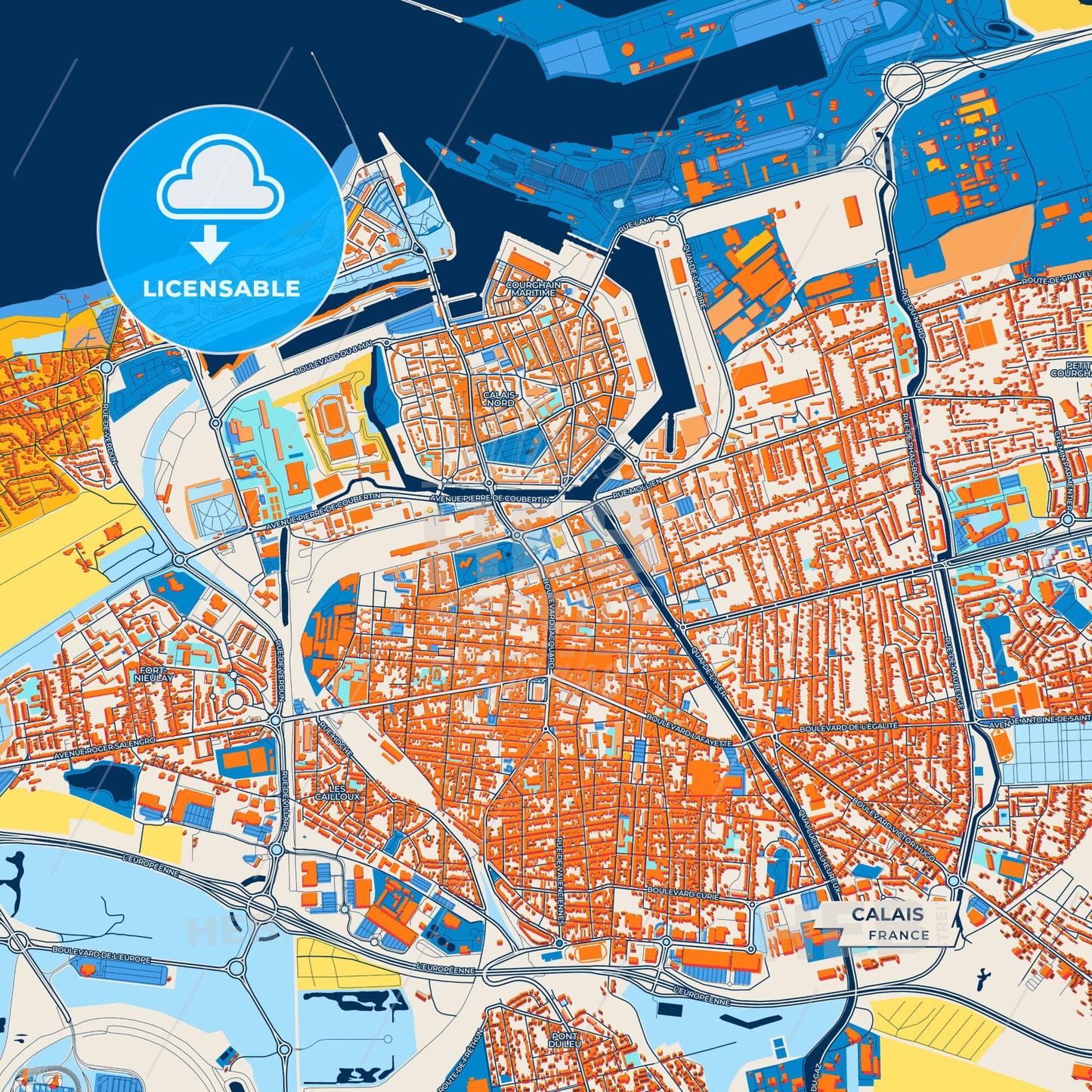 Canvas Print Template of Calais Street Map