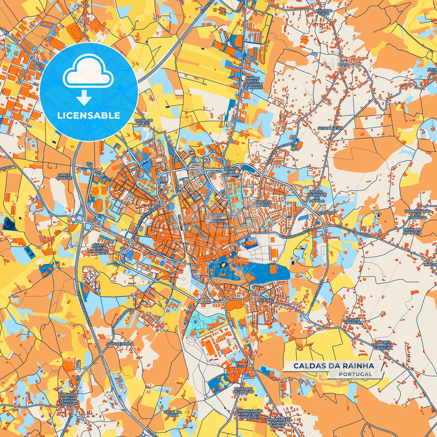 Canvas Print Template of Caldas da Rainha Street Map