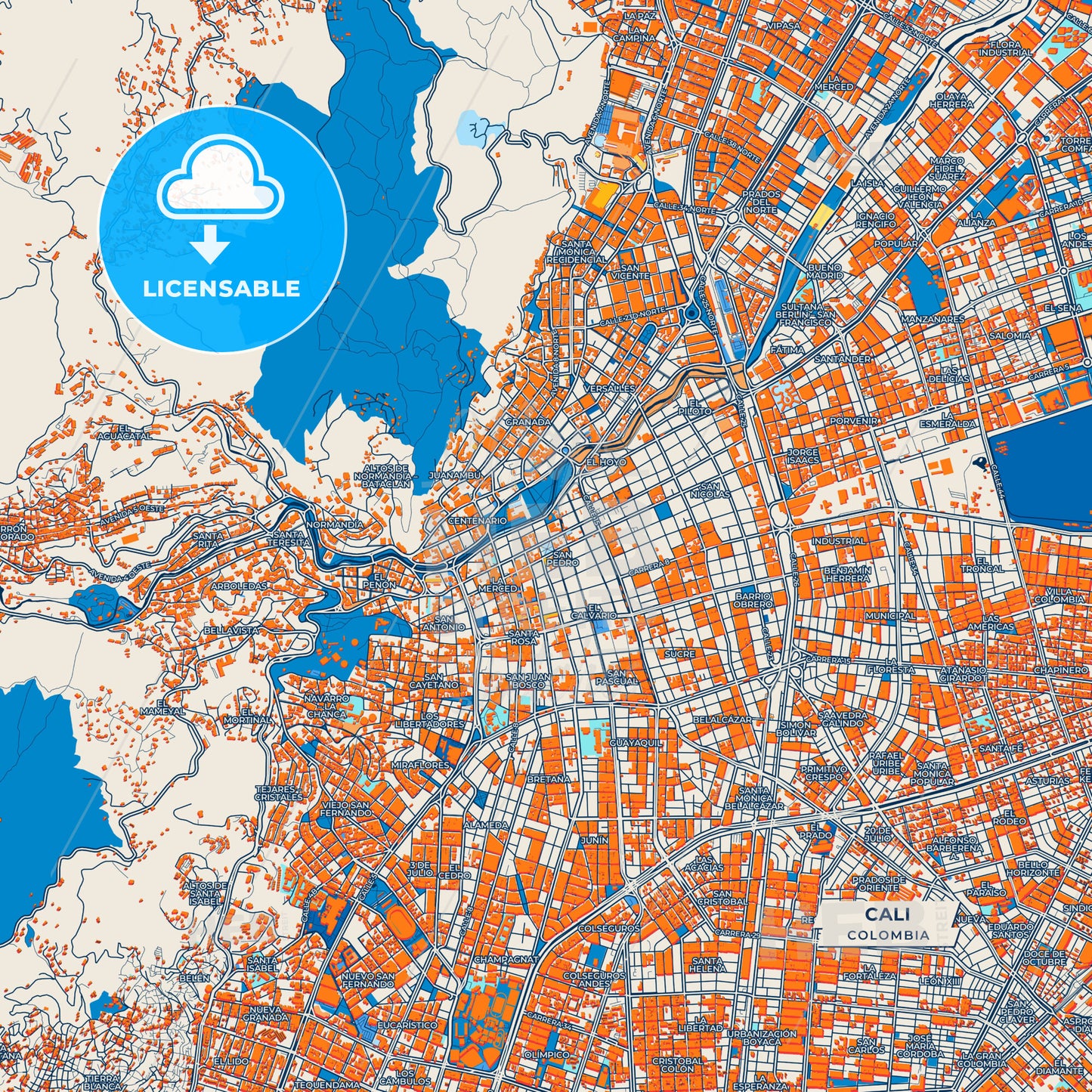 Canvas Print Template of Cali Street Map