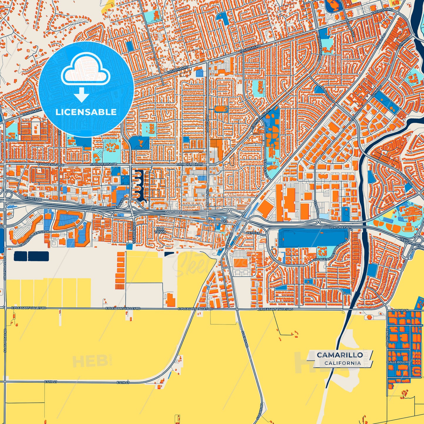 Canvas Print Template of Camarillo Street Map