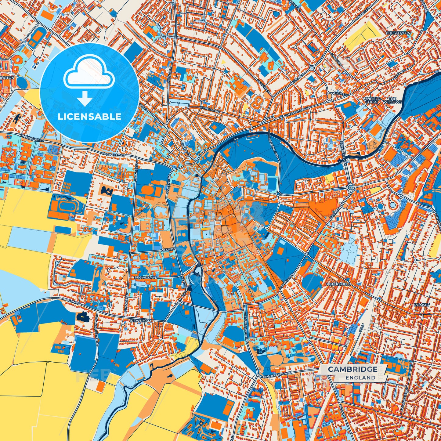 Canvas Print Template of Cambridge Street Map
