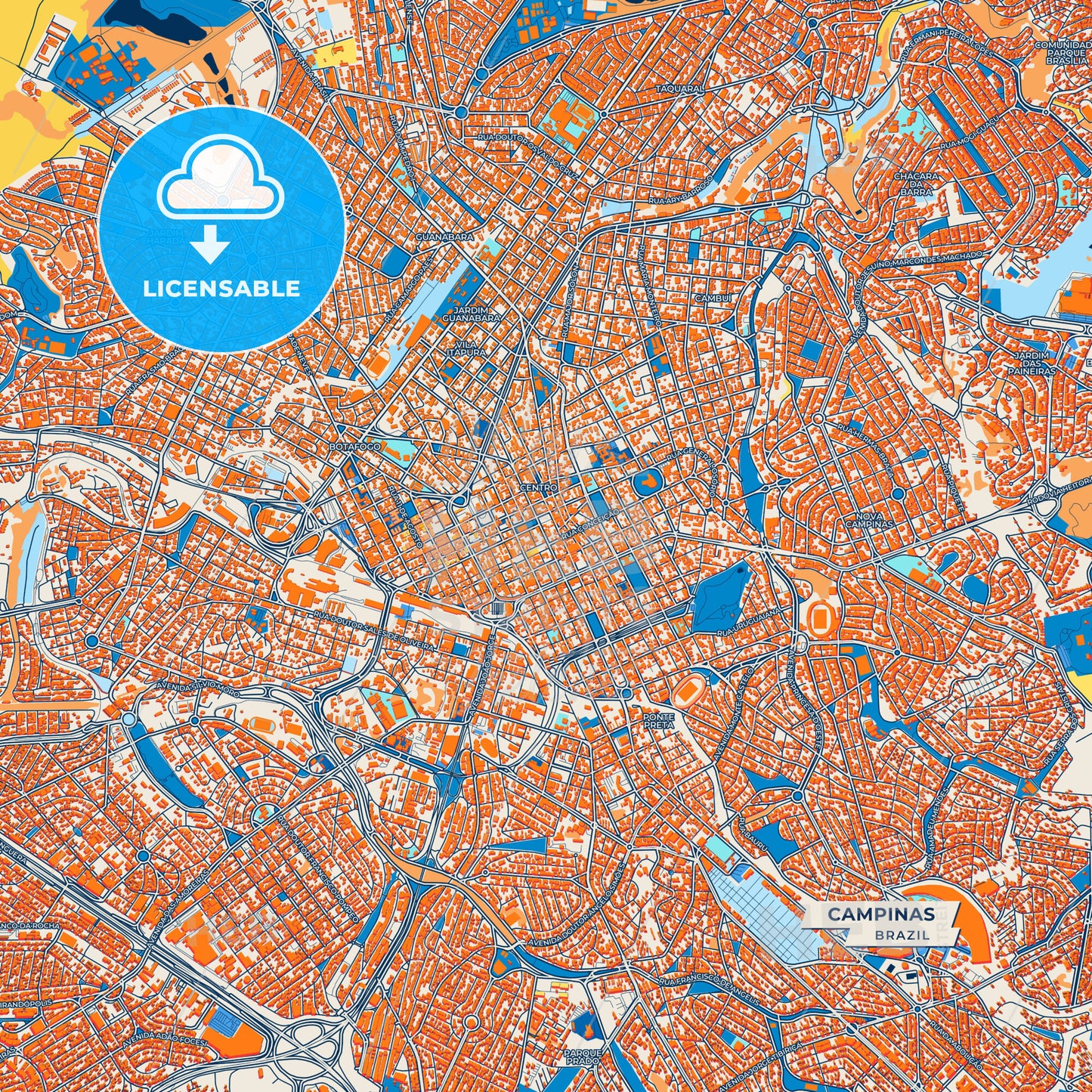 Canvas Print Template of Campinas Street Map