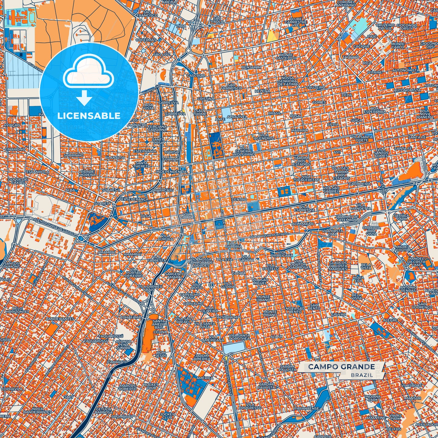 Canvas Print Template of Campo Grande Street Map