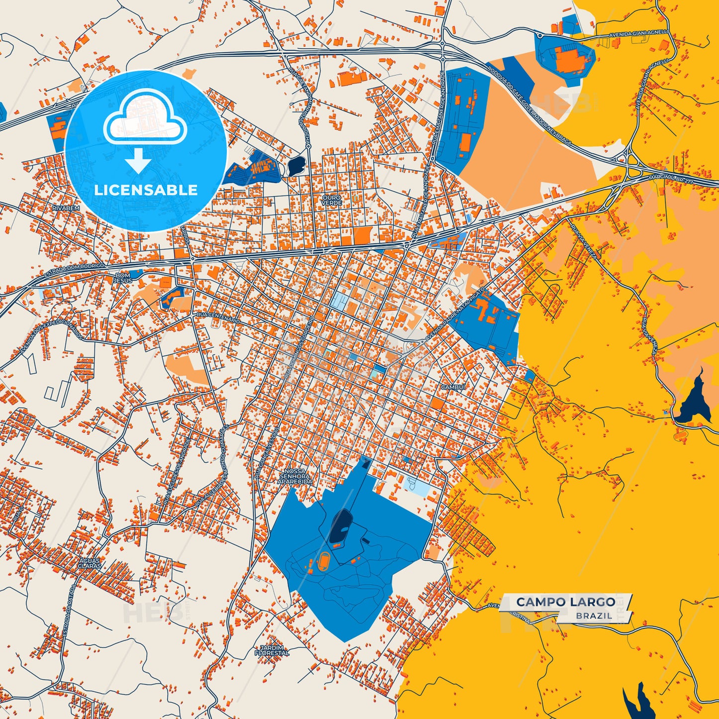 Canvas Print Template of Campo Largo Street Map