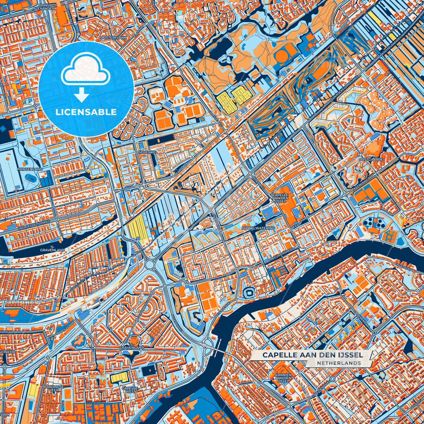 Canvas Print Template of Capelle aan den IJssel Street Map