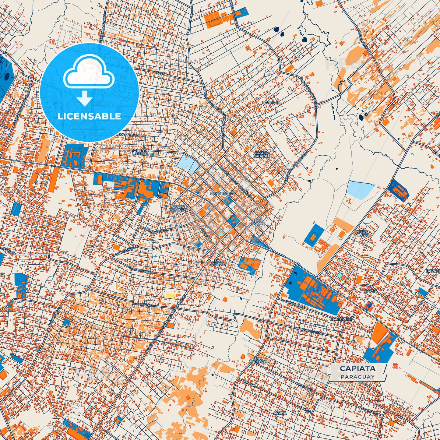 Canvas Print Template of Capiata Street Map