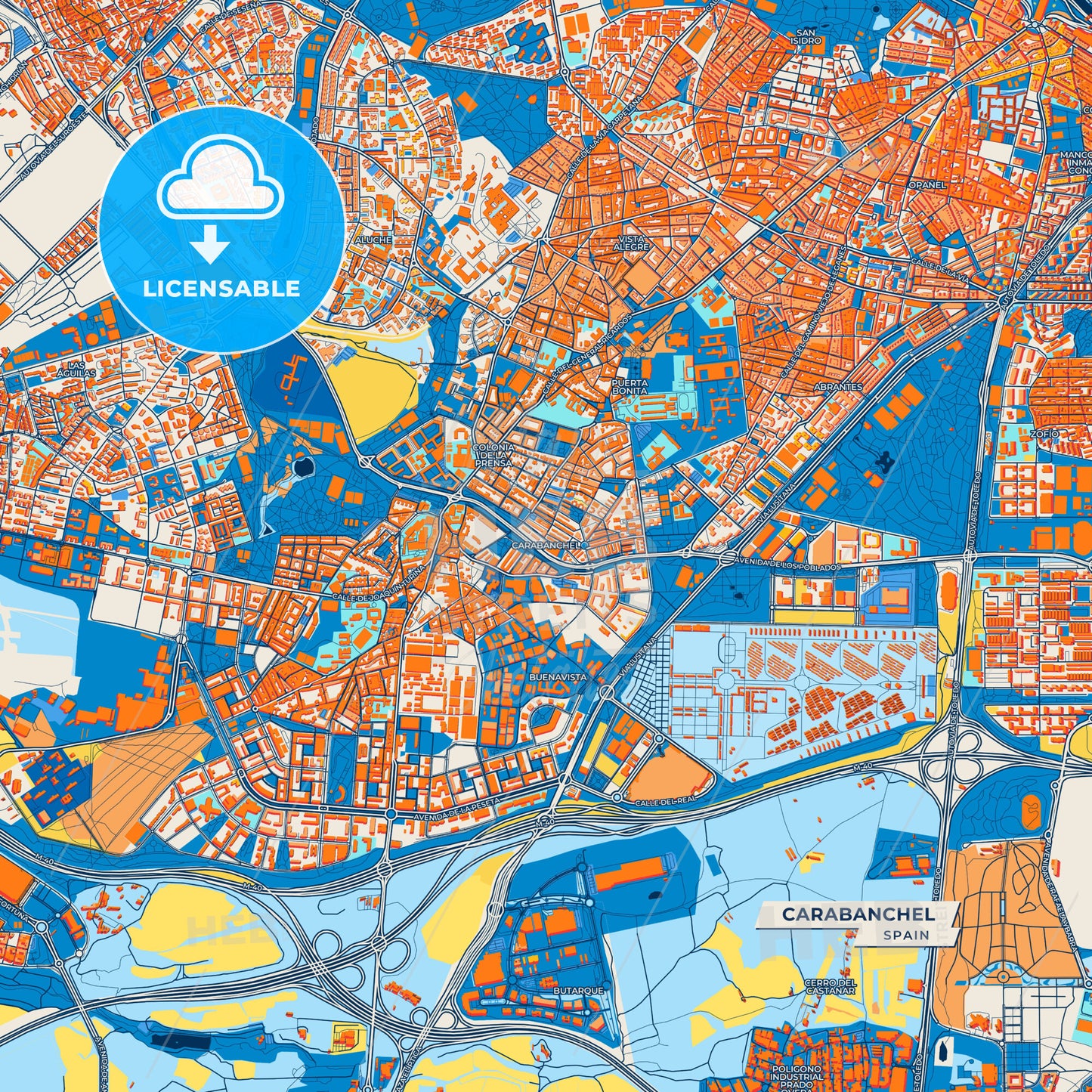 Canvas Print Template of Carabanchel Street Map