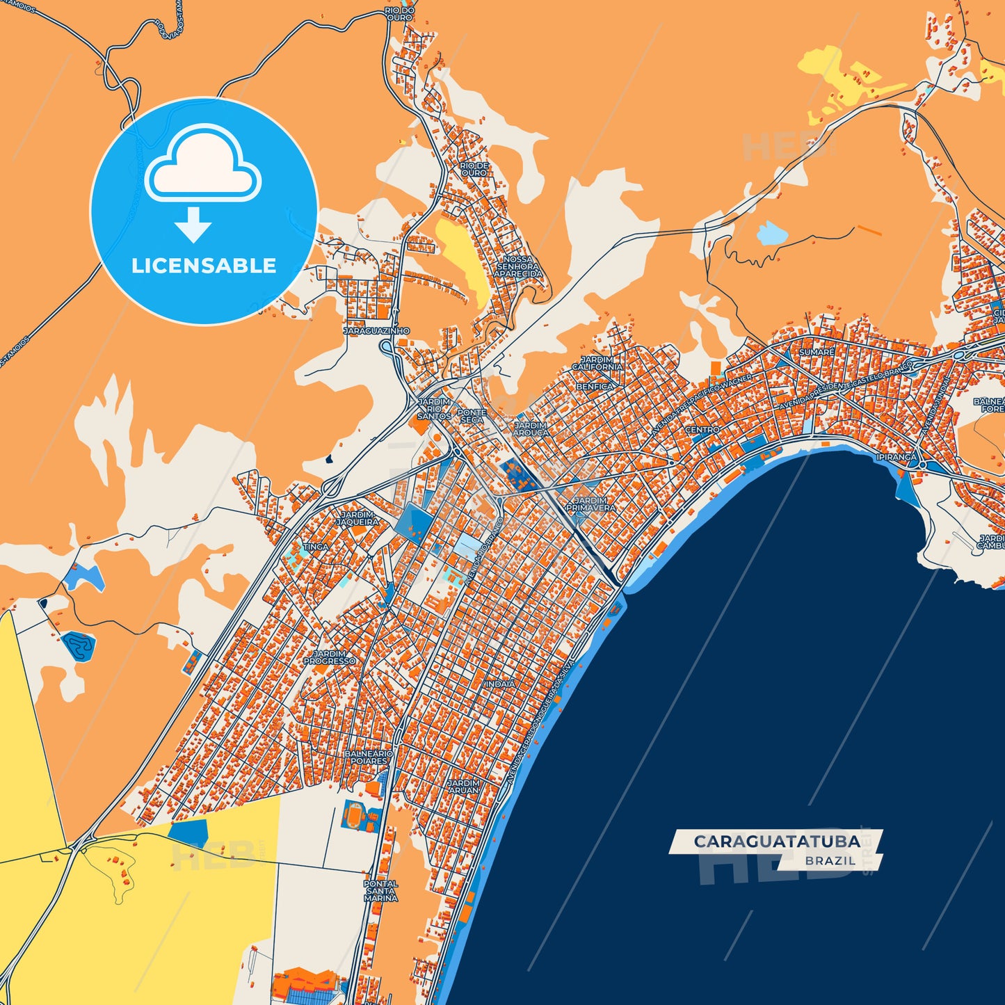 Canvas Print Template of Caraguatatuba Street Map