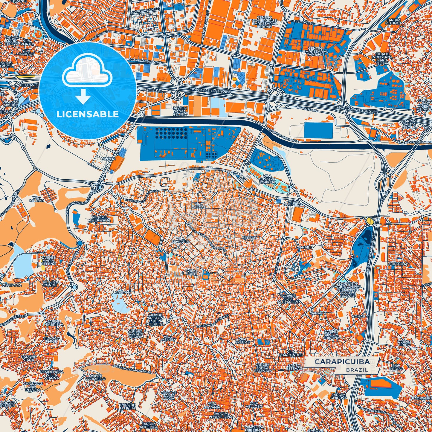 Canvas Print Template of Carapicuiba Street Map