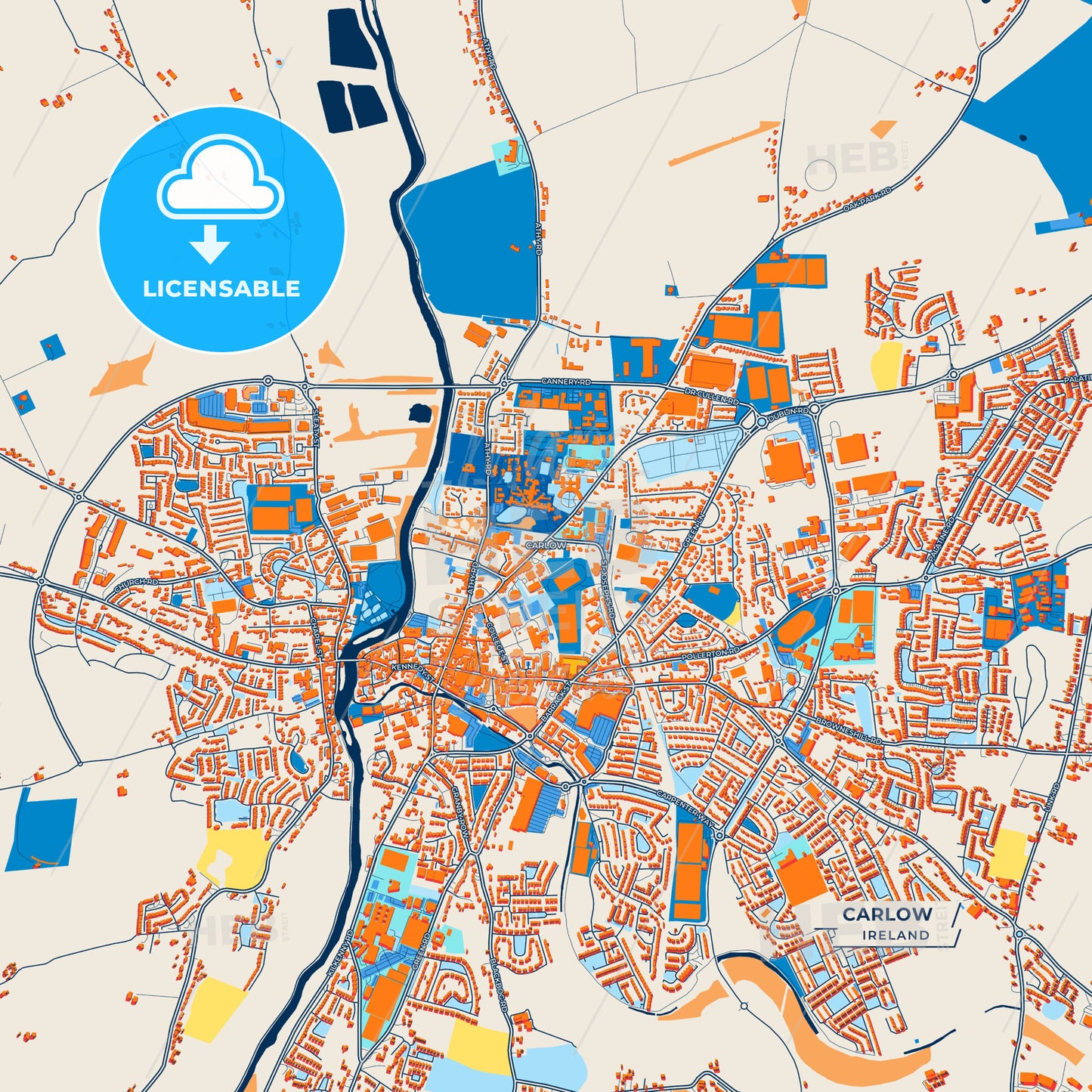 Canvas Print Template of Carlow Street Map