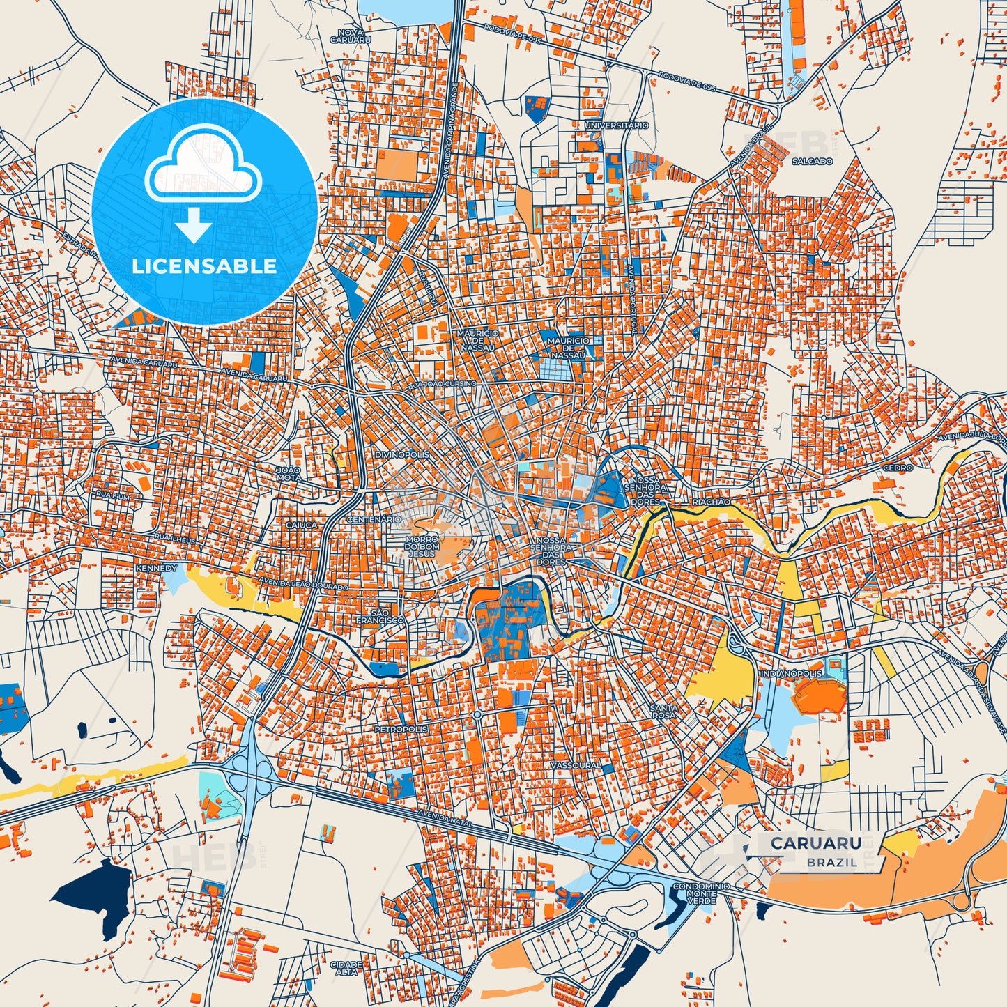 Canvas Print Template of Caruaru Street Map
