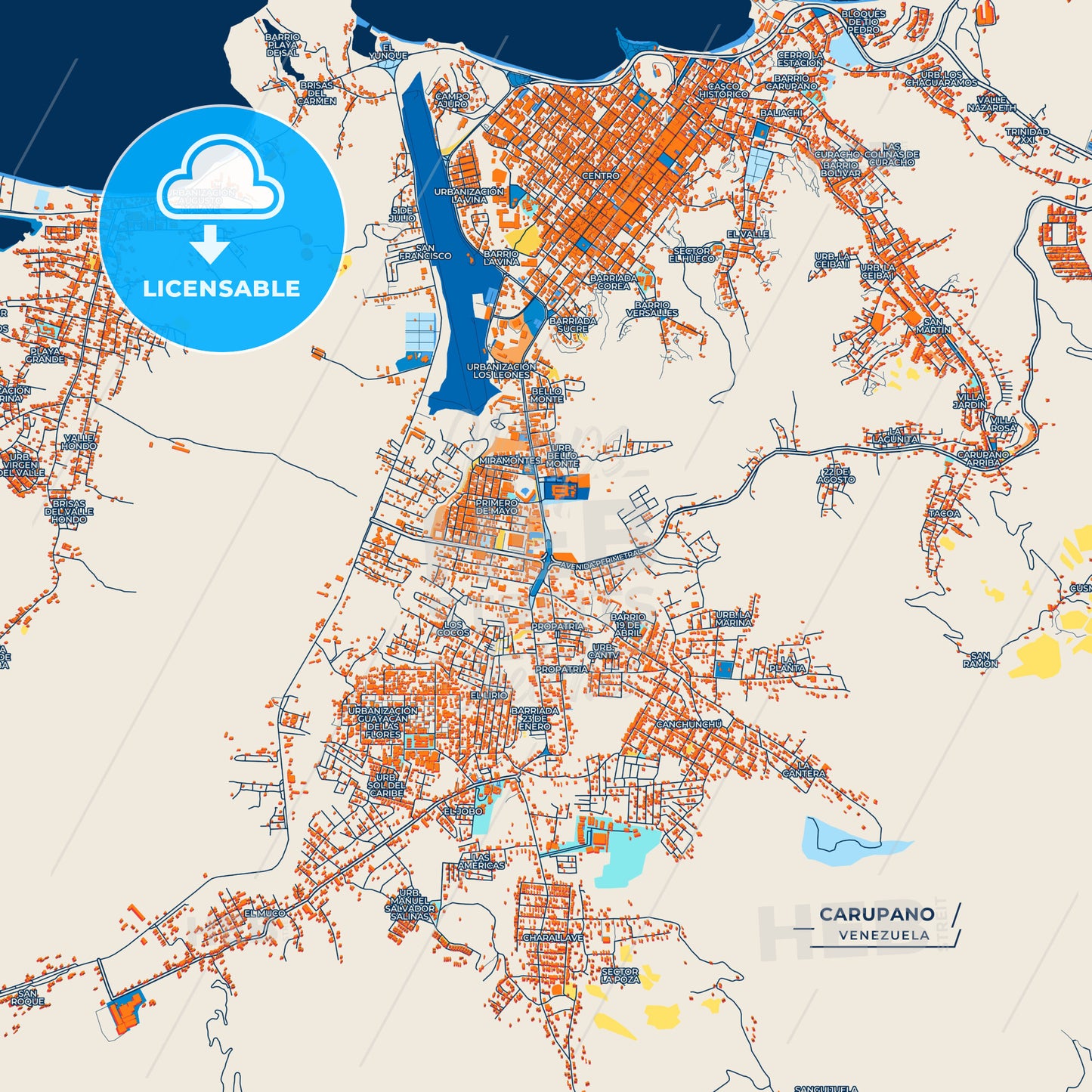 Canvas Print Template of Carupano Street Map
