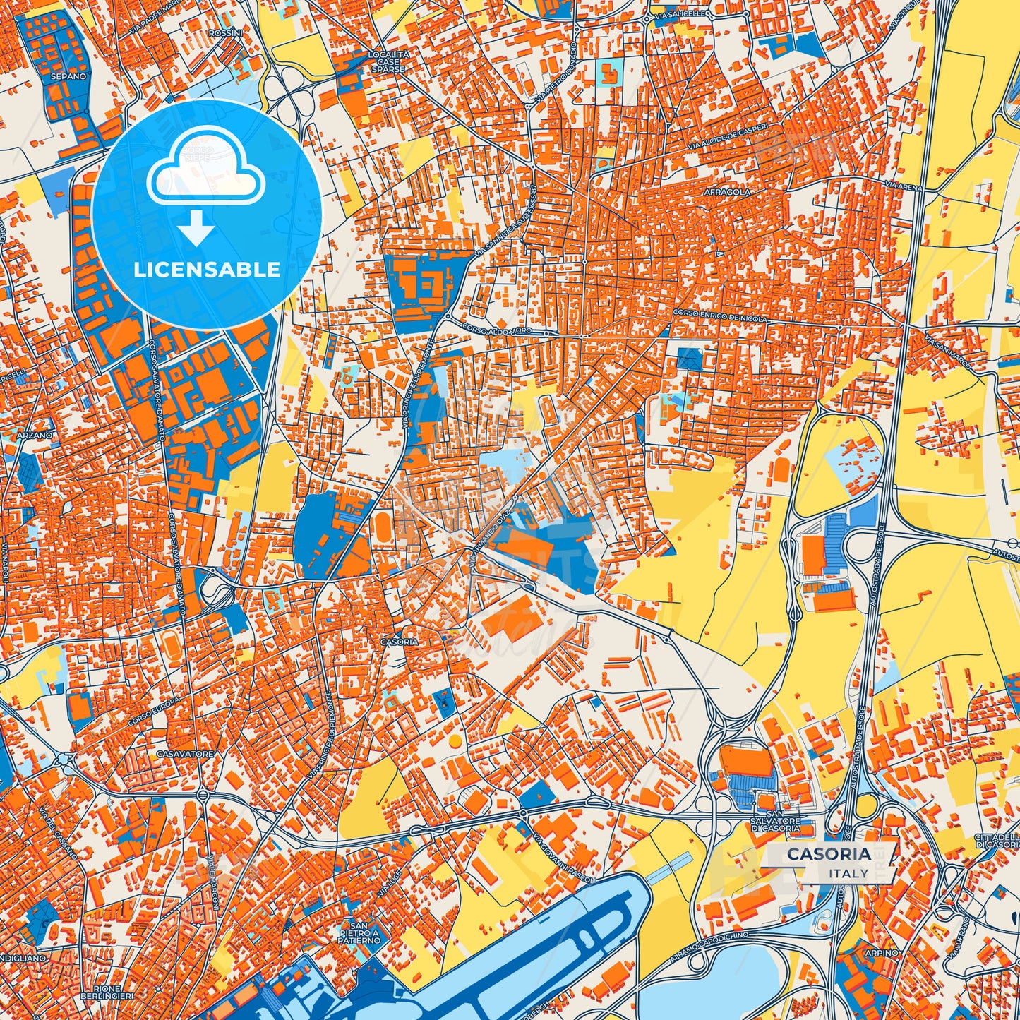 Canvas Print Template of Casoria Street Map