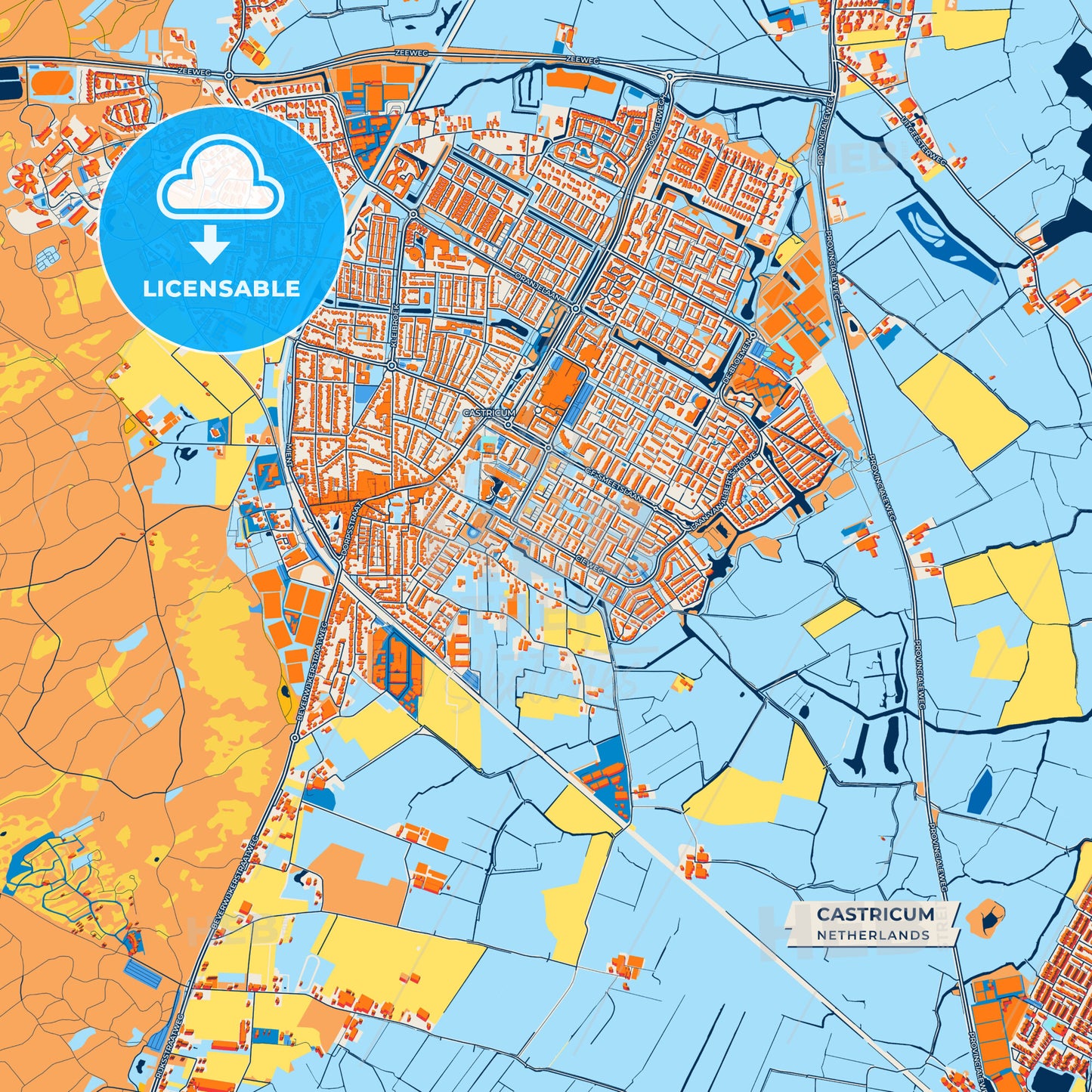 Canvas Print Template of Castricum Street Map