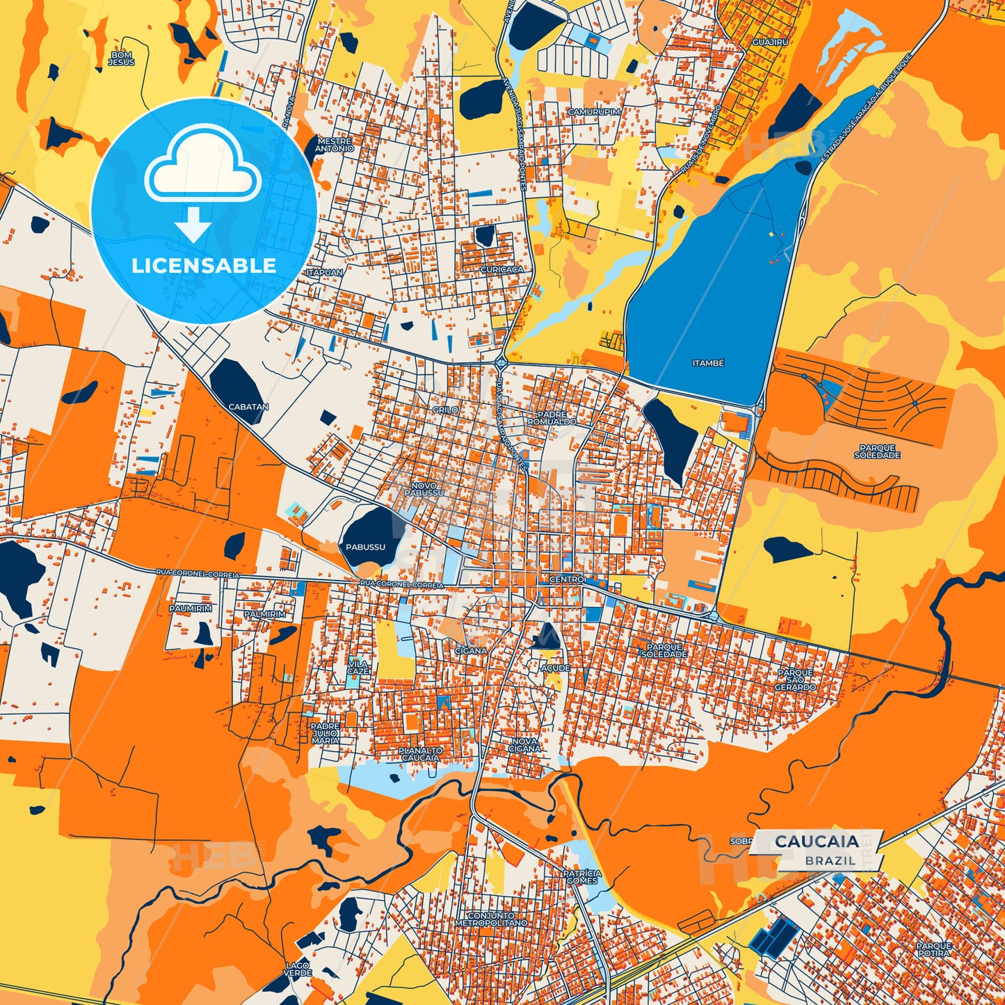 Canvas Print Template of Caucaia Street Map