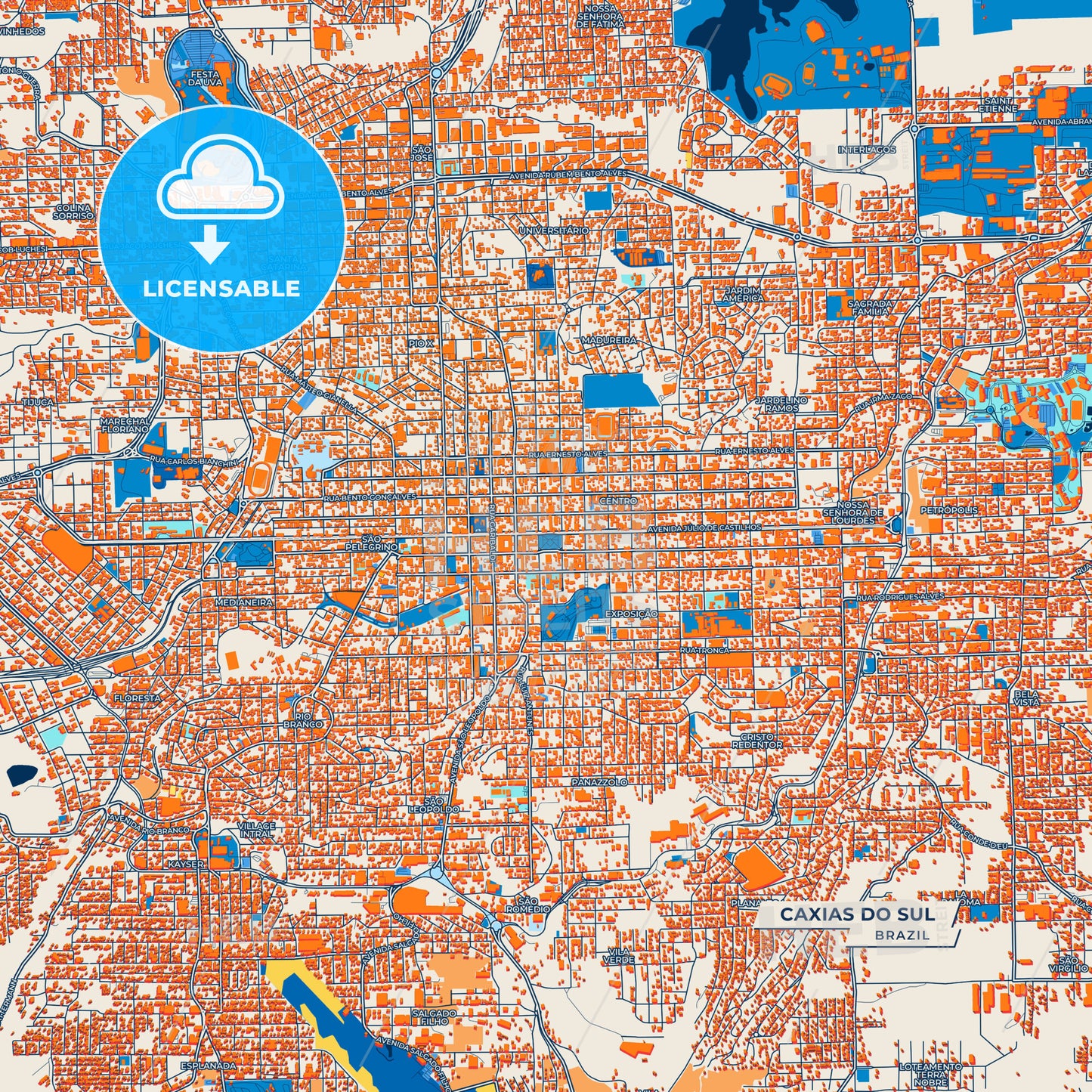 Canvas Print Template of Caxias do Sul Street Map