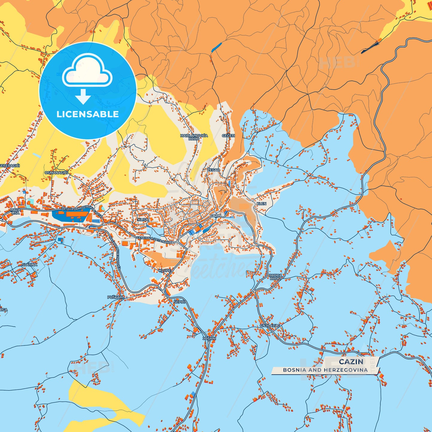 Canvas Print Template of Cazin Street Map