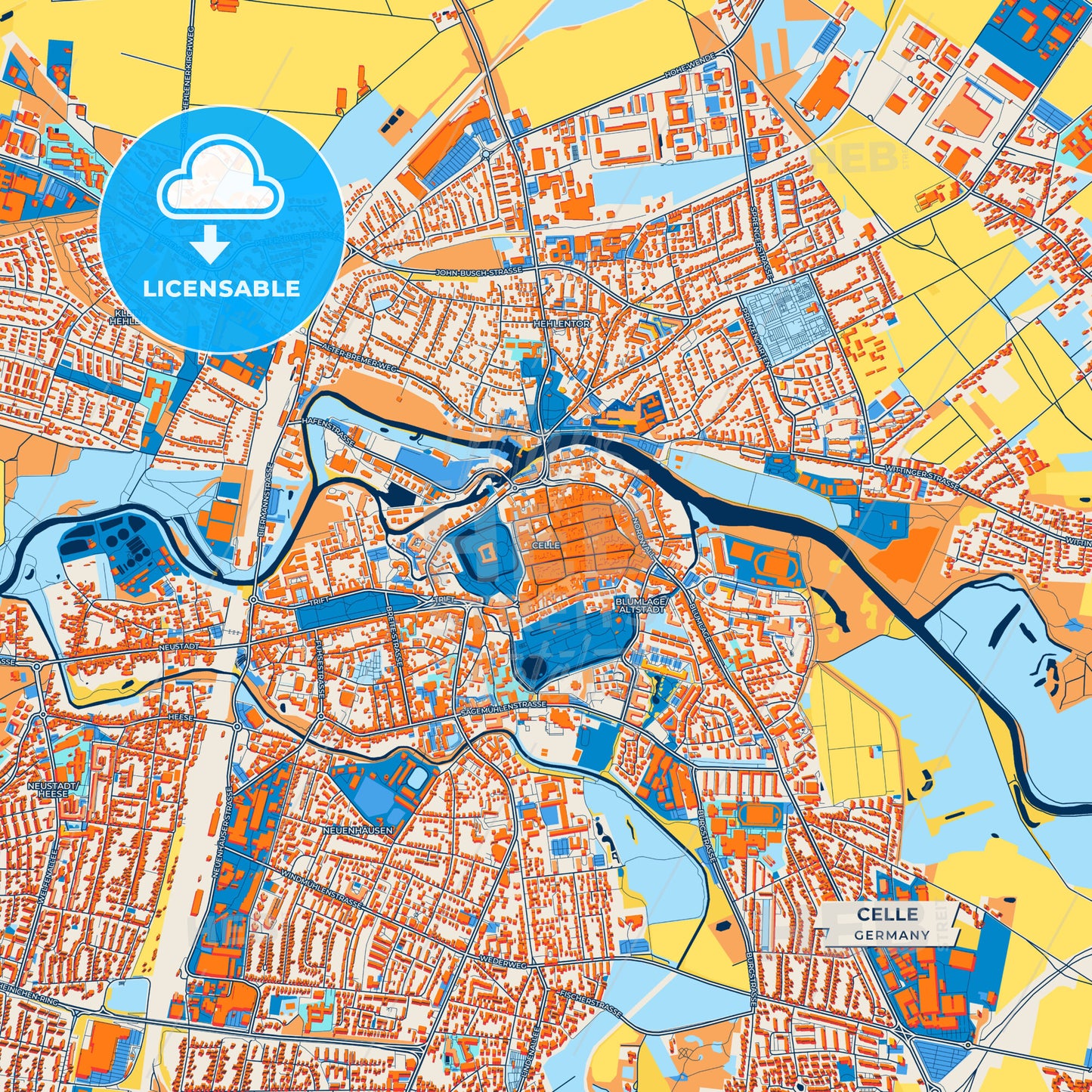 Canvas Print Template of Celle Street Map