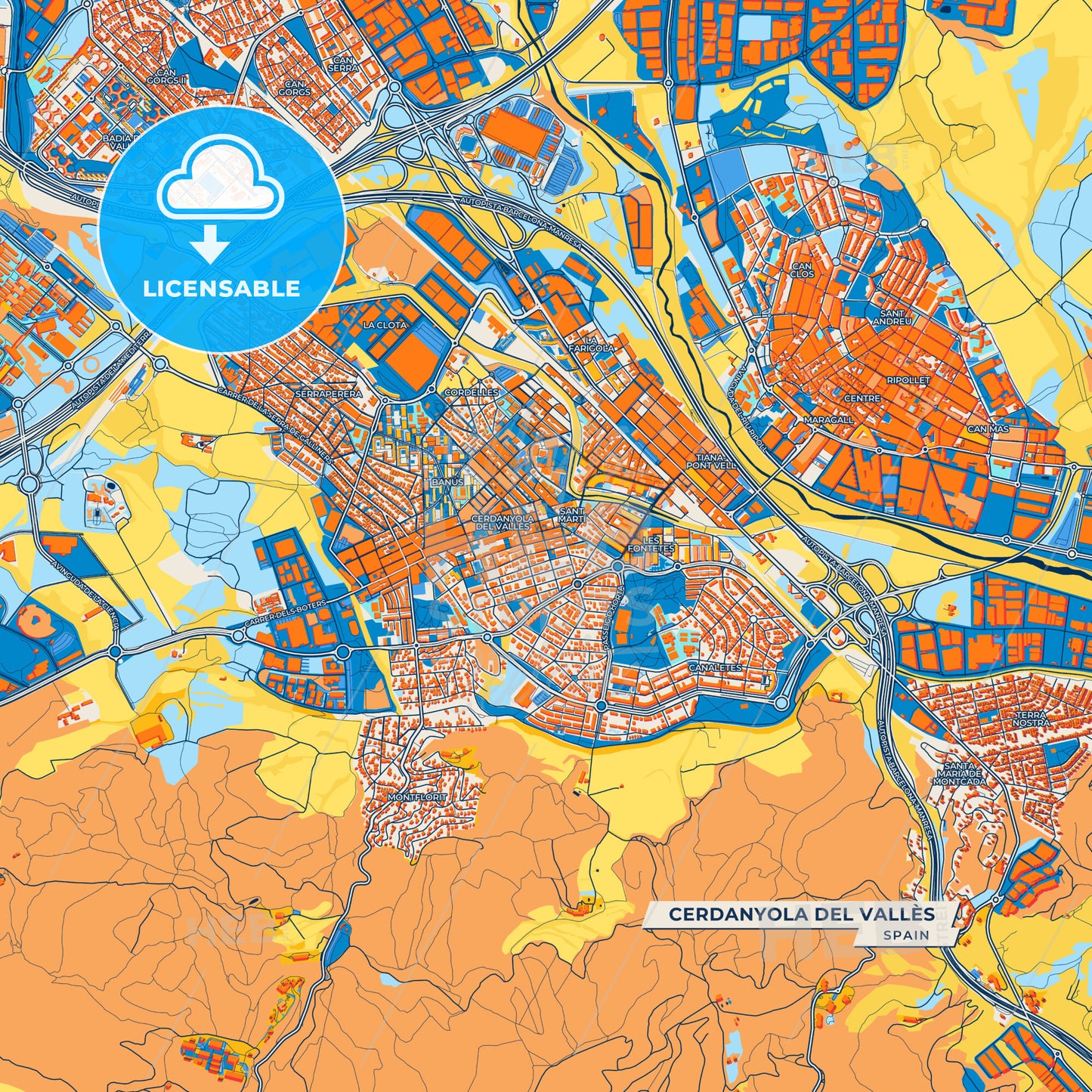 Canvas Print Template of Cerdanyola del Vallès Street Map