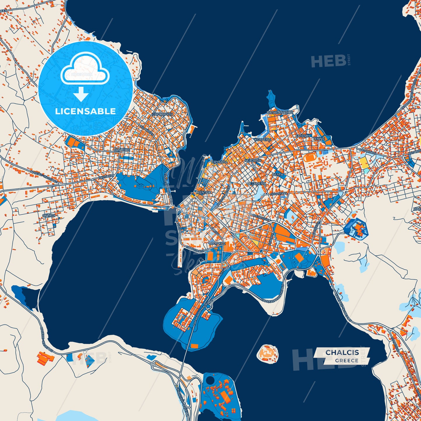 Canvas Print Template of Chalcis Street Map
