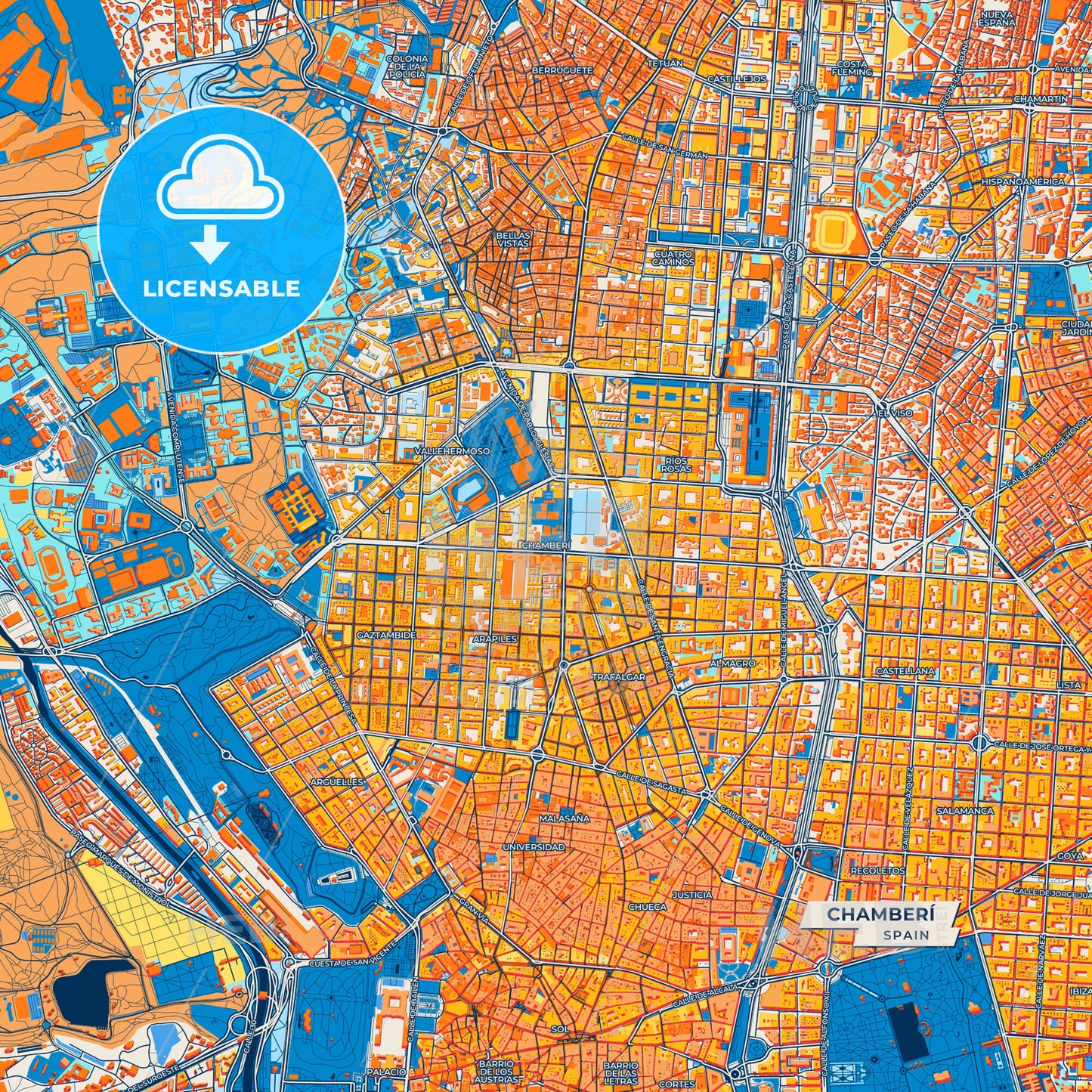Canvas Print Template of Chamberí Street Map