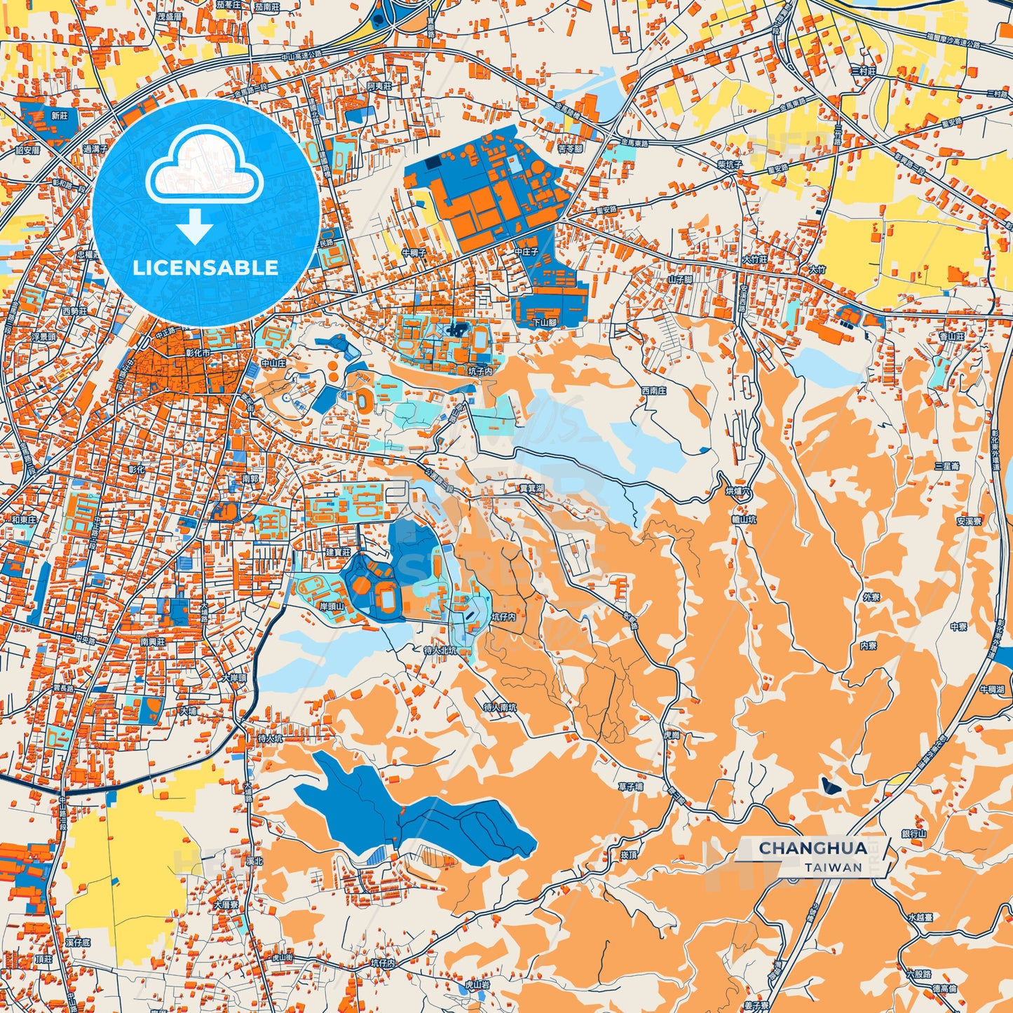 Canvas Print Template of Changhua Street Map