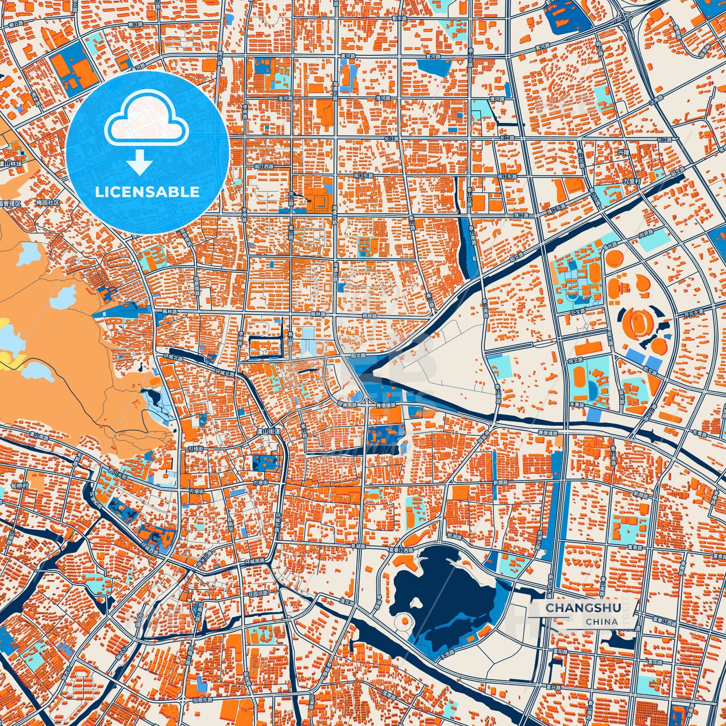 Canvas Print Template of Changshu Street Map
