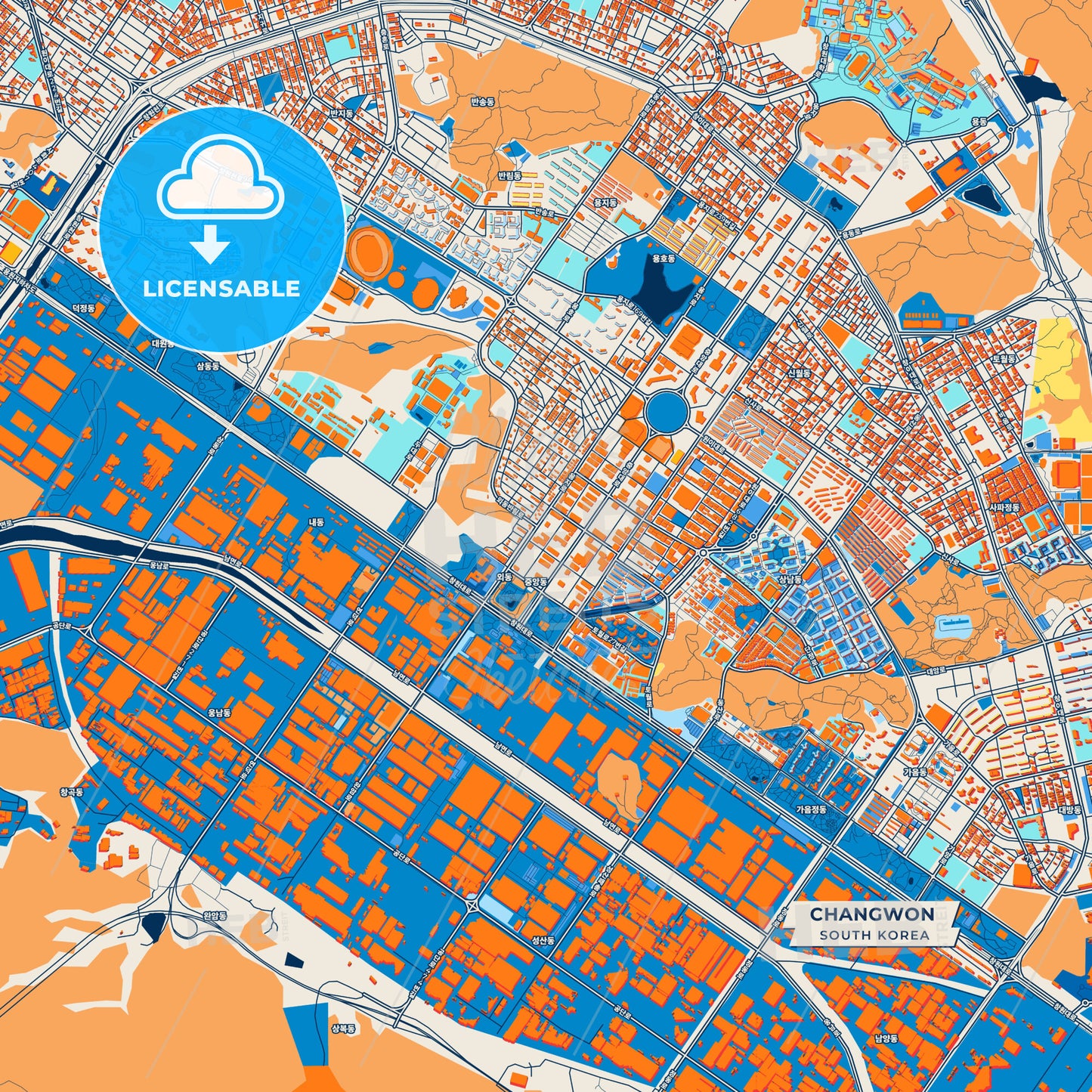 Canvas Print Template of Changwon Street Map