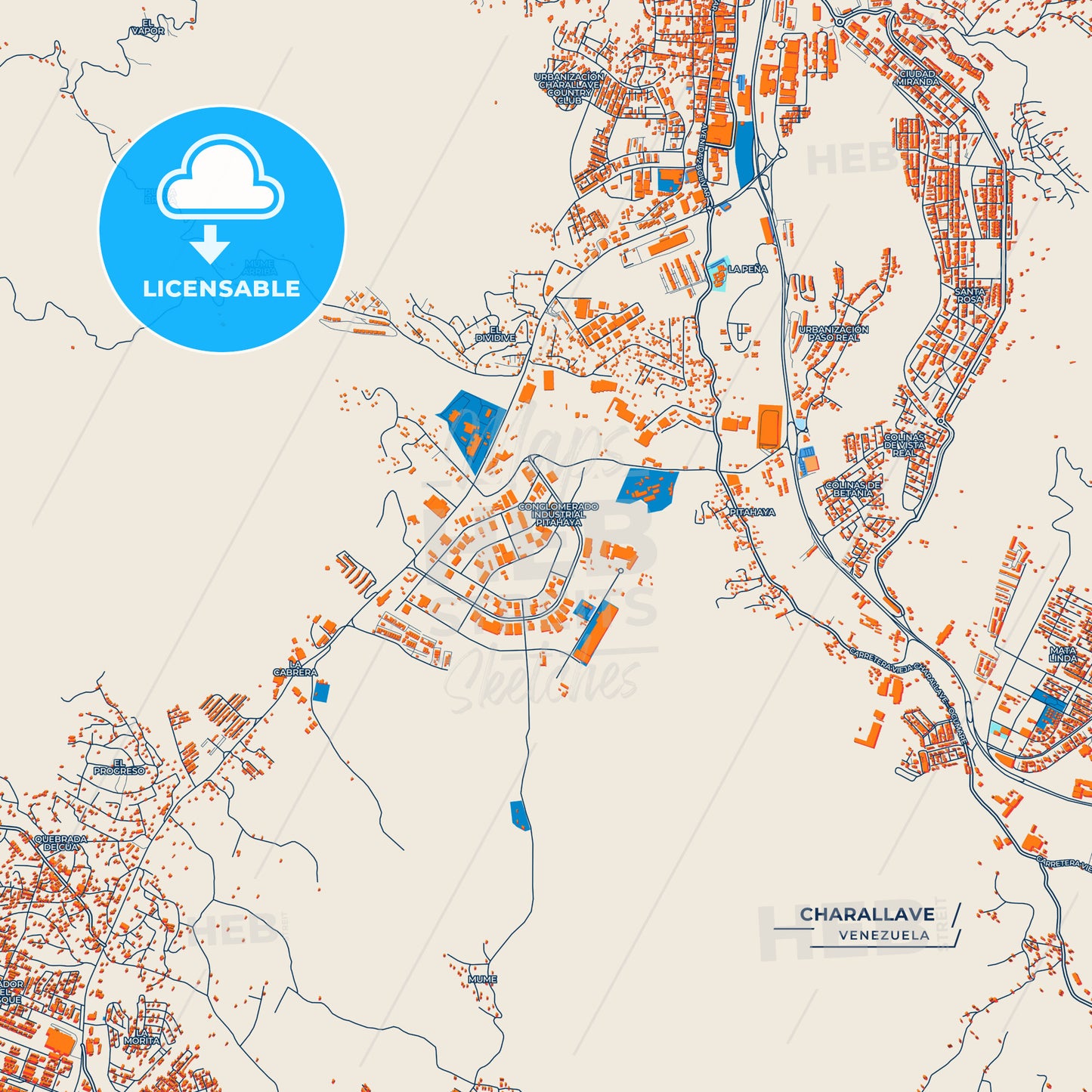 Canvas Print Template of Charallave Street Map