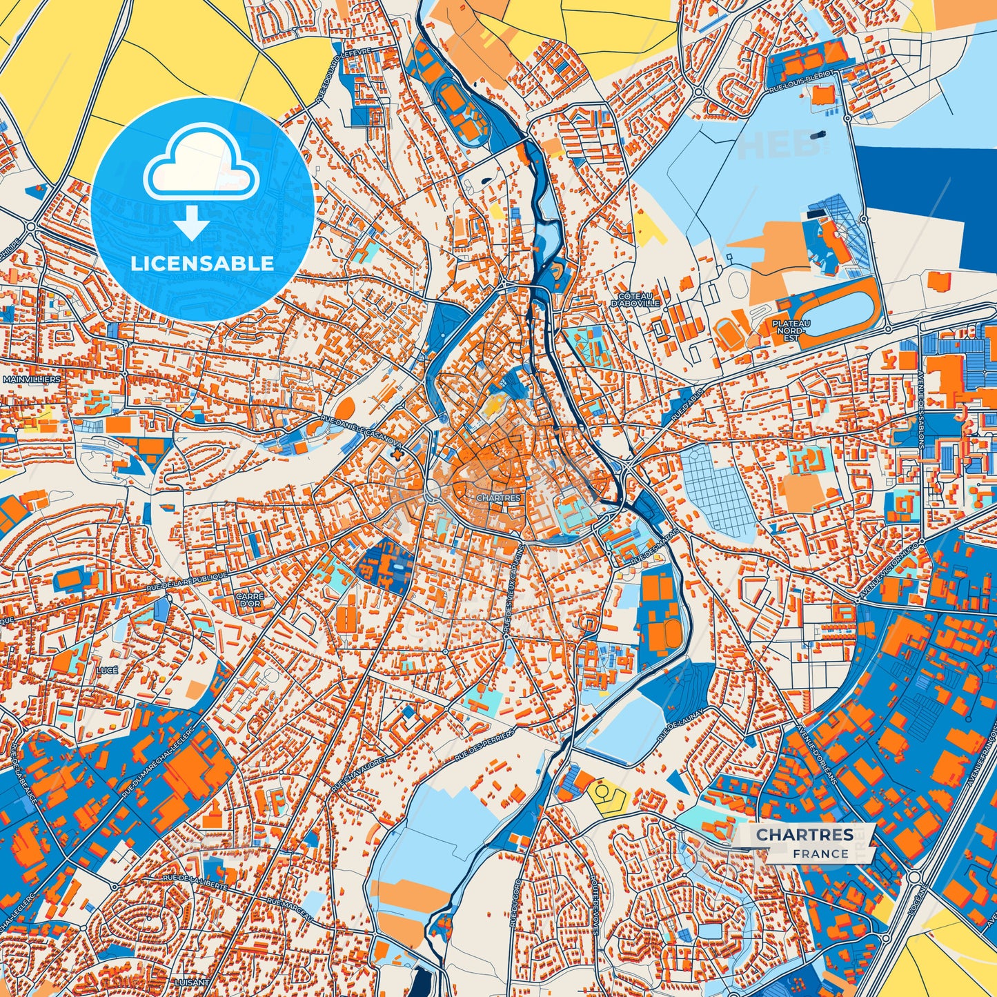 Canvas Print Template of Chartres Street Map