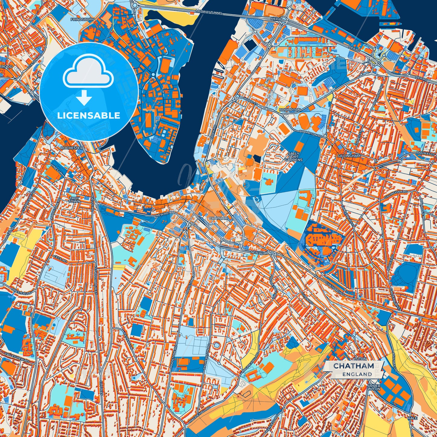 Canvas Print Template of Chatham Street Map