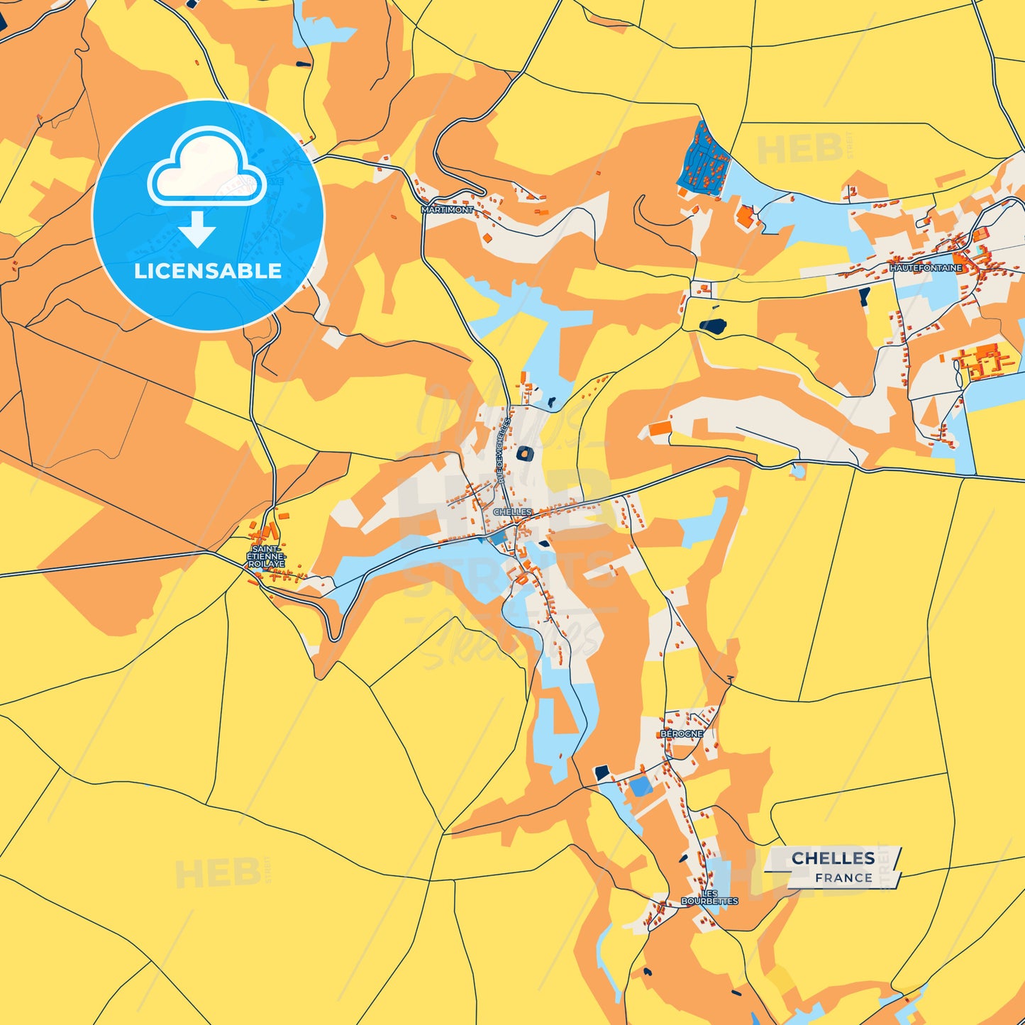Canvas Print Template of Chelles Street Map